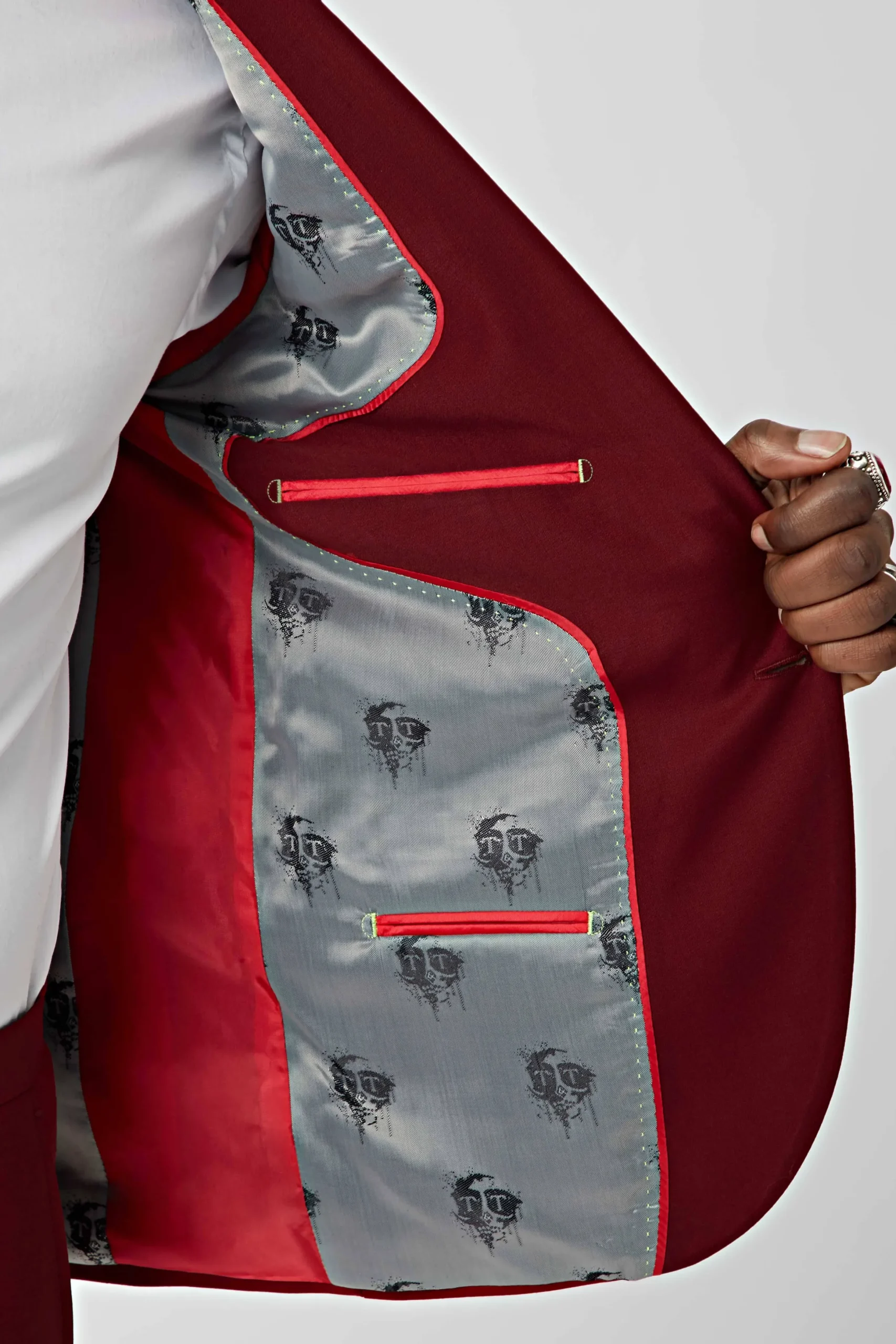 Twisted Tailor Ellroy Skinny Fit Red Wool Suit | Style·Plain Suits | Style·3 Piece Suits