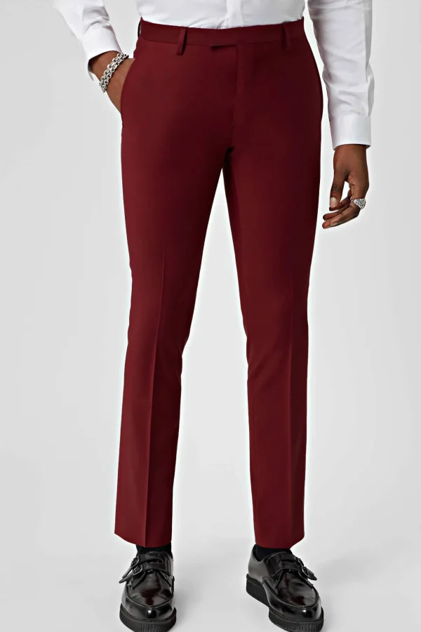 Twisted Tailor Ellroy Skinny Fit Red Wool Trousers | Trousers·Work Trousers