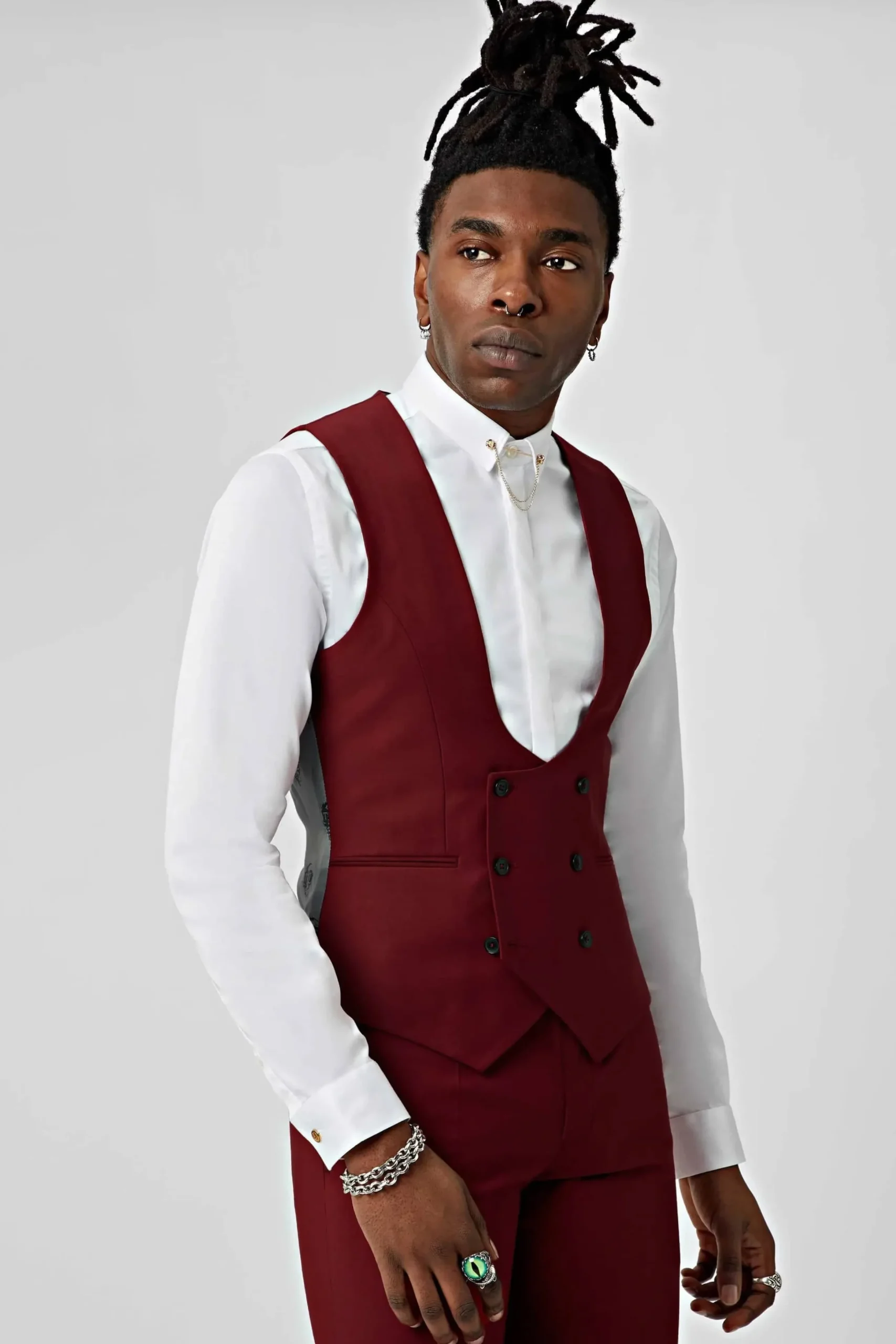 Twisted Tailor Ellroy Skinny Fit Red Wool Waistcoat | Waistcoats
