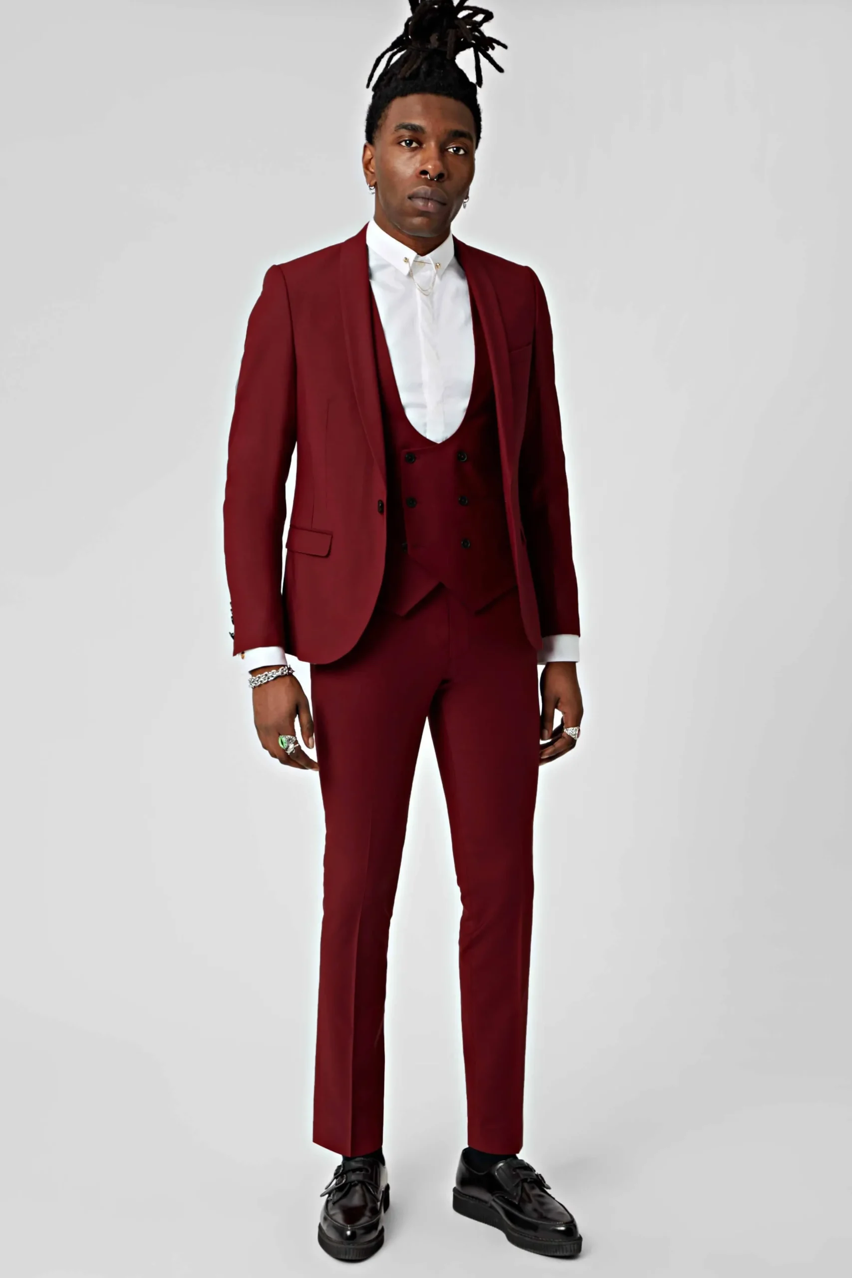 Twisted Tailor Ellroy Skinny Fit Red Wool Waistcoat | Waistcoats