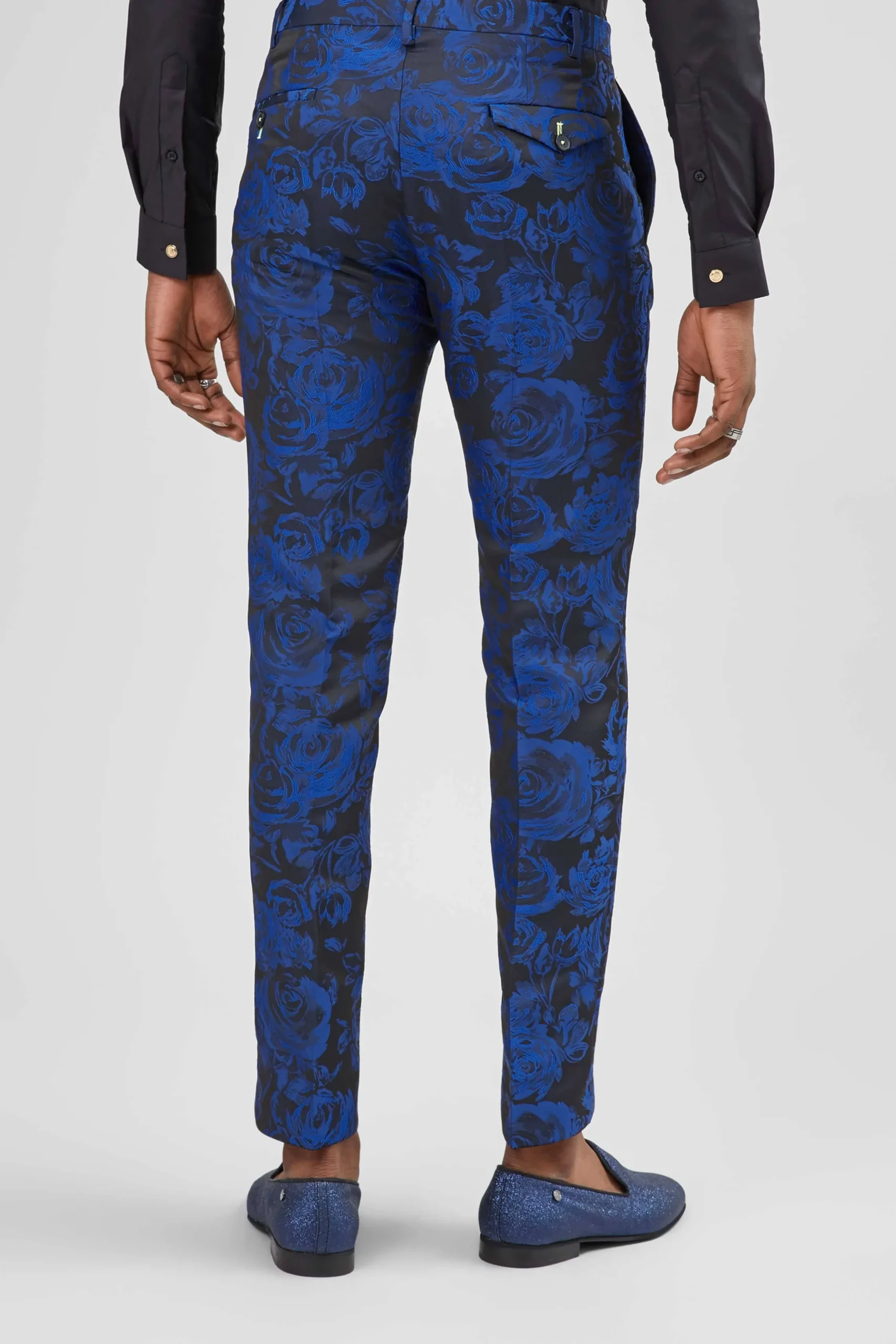 Twisted Tailor Ersat Skinny Fit Blue Floral Tuxedo Trousers | Trousers·Floral Trousers | Trousers·Party Trousers