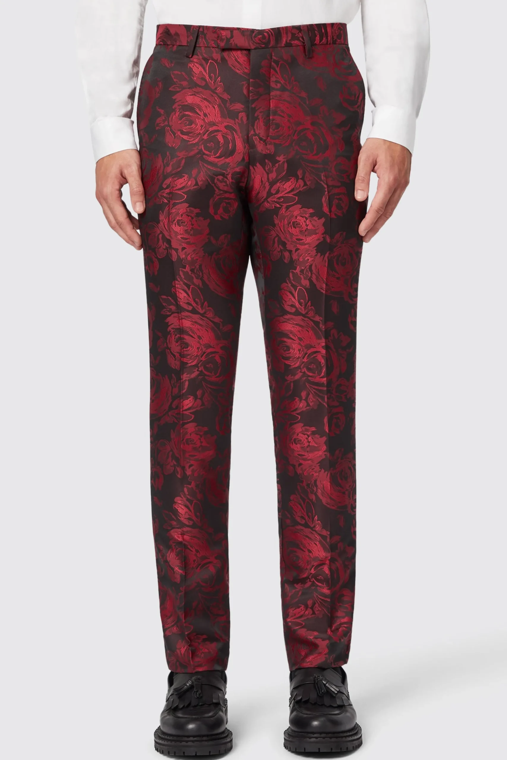 Twisted Tailor Ersat Skinny Fit Red Floral Jacquard Tuxedo | Style·Floral Suits | Style·2 Piece Suits