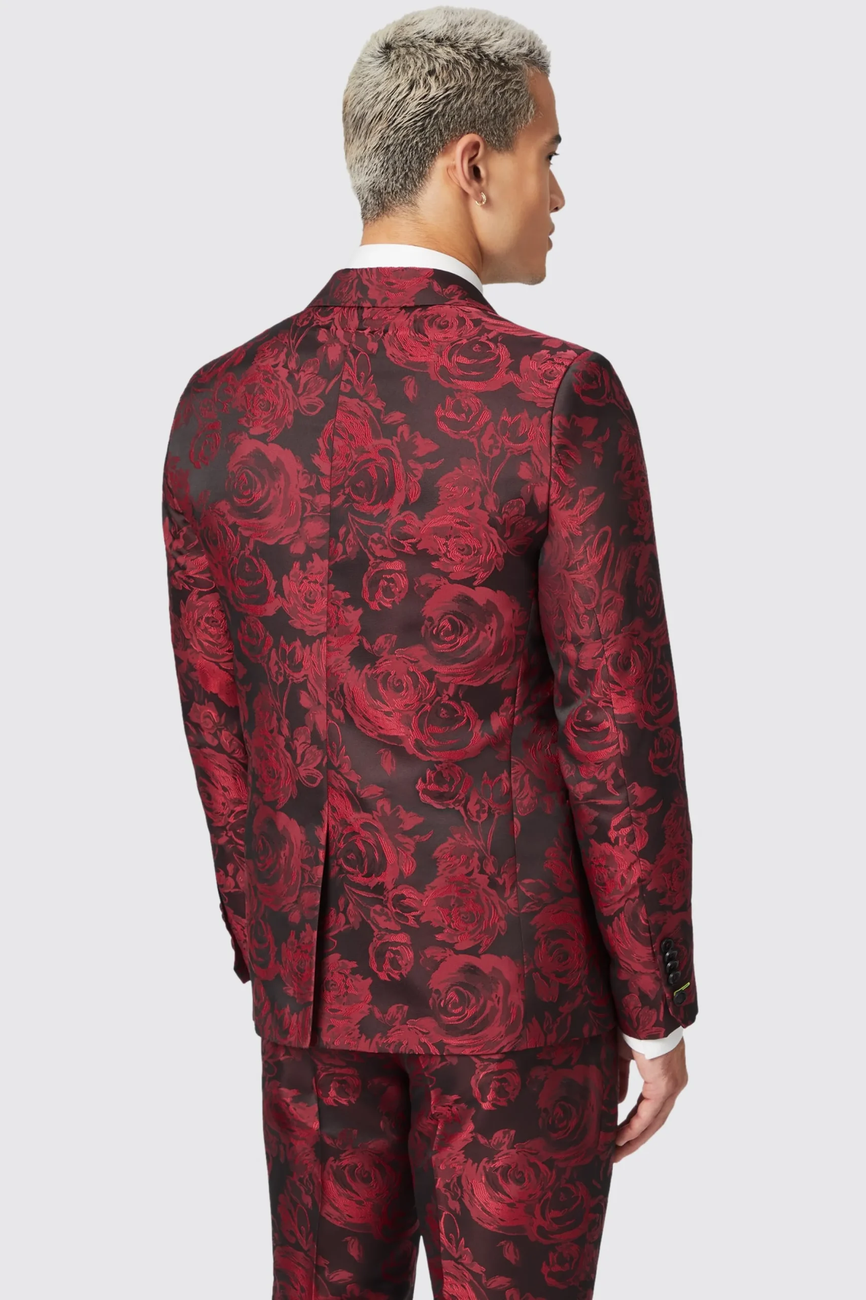 Twisted Tailor Ersat Skinny Fit Red Floral Jacquard Tuxedo | Style·Floral Suits | Style·2 Piece Suits