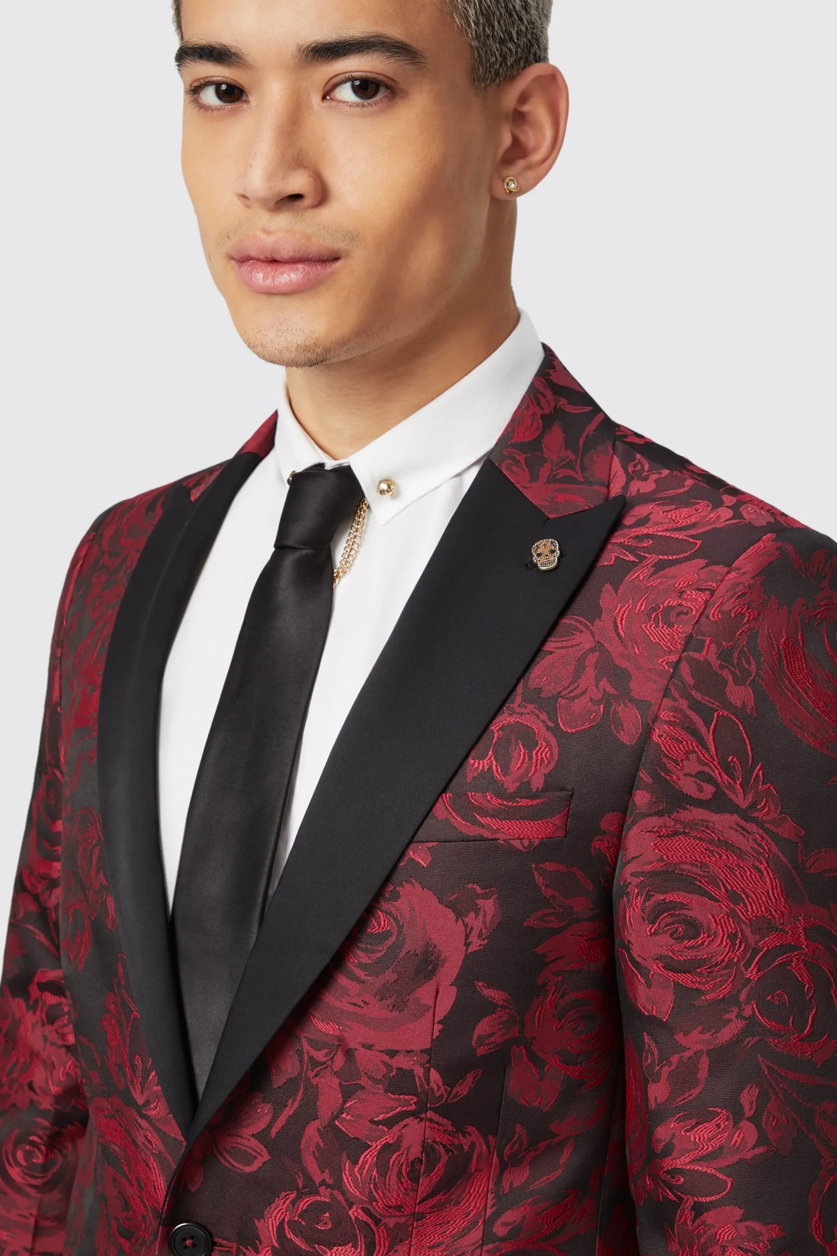 Twisted Tailor Ersat Skinny Fit Red Floral Jacquard Tuxedo | Style·Floral Suits | Style·2 Piece Suits