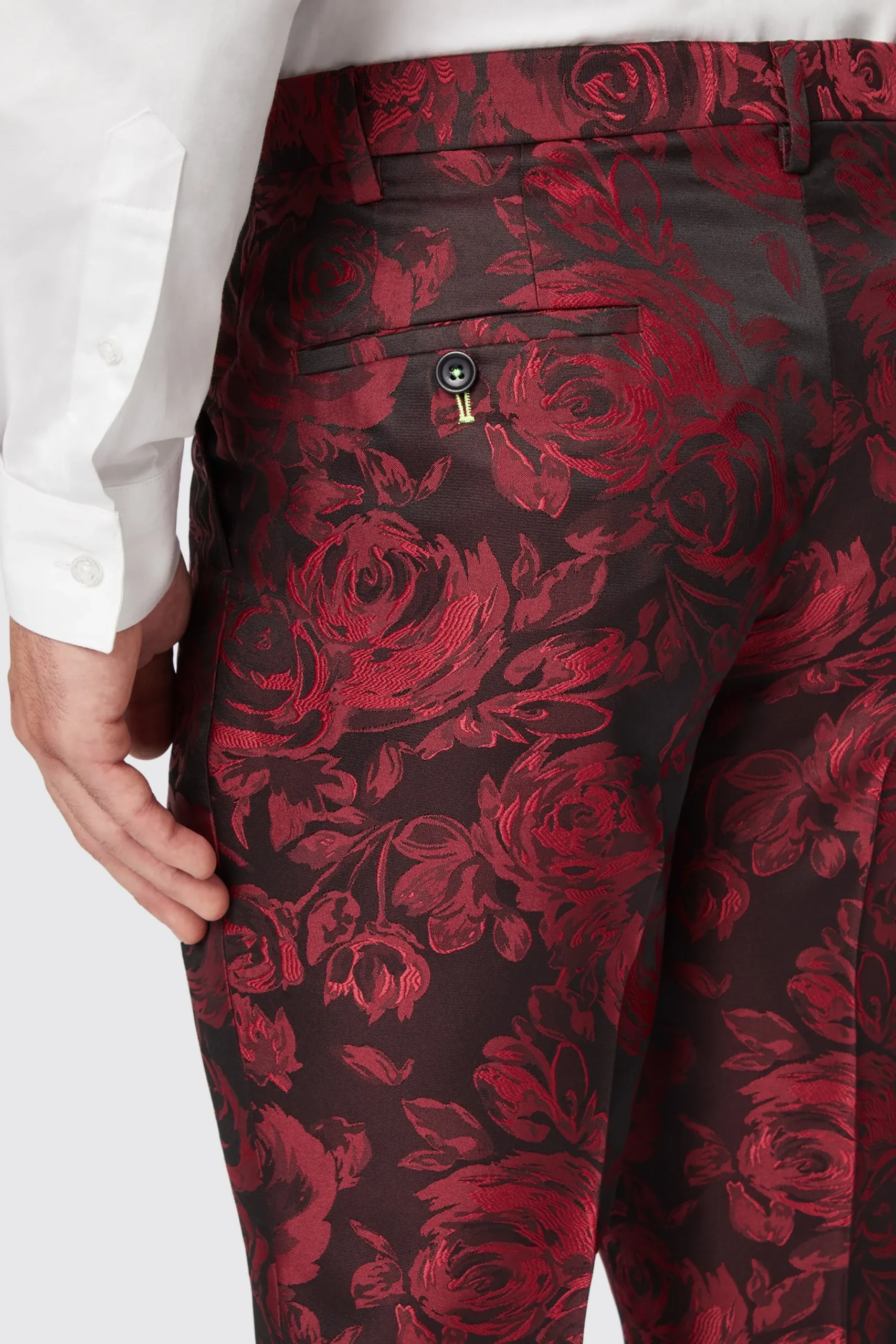 Twisted Tailor Ersat Skinny Fit Red Floral Jacquard Tuxedo | Style·Floral Suits | Style·2 Piece Suits