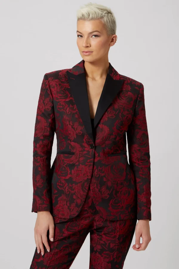 Twisted Tailor Ersilia Skinny Fit Red Floral Jacket | Woman