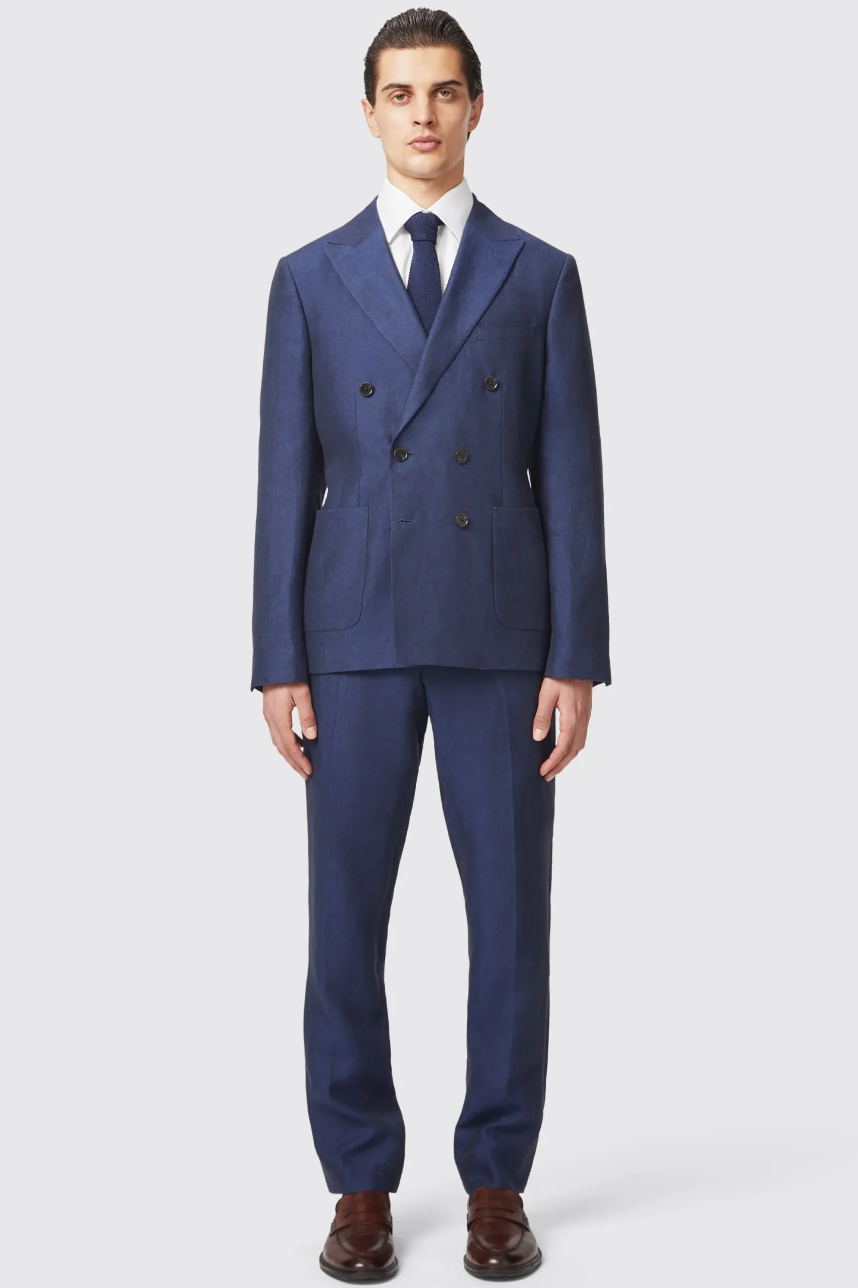 Twisted Tailor Fairmont Slim Fit Navy Double Breasted Linen Jacket | Jackets·Work Jackets
