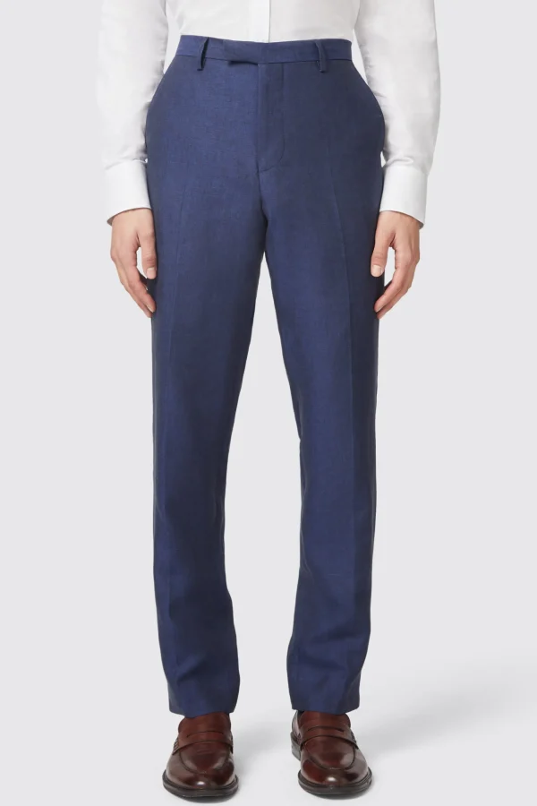 Twisted Tailor Fairmont Slim Fit Navy Linen Trousers | Trousers·Work Trousers
