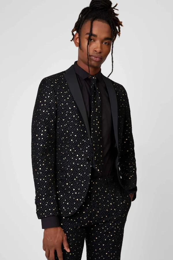 Twisted Tailor Farrow Skinny Fit Black Polka Dot Tuxedo Jacket | Jackets·Party Jackets