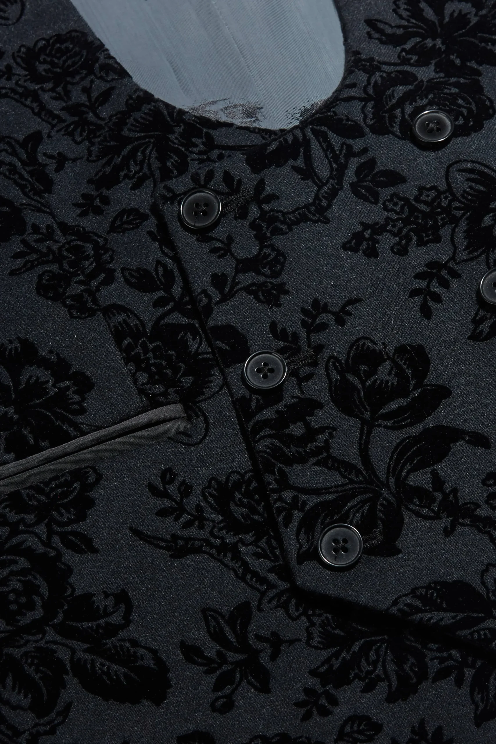 Twisted Tailor Fleet Skinny Fit Black Floral Tuxedo Waistcoat | Waistcoats