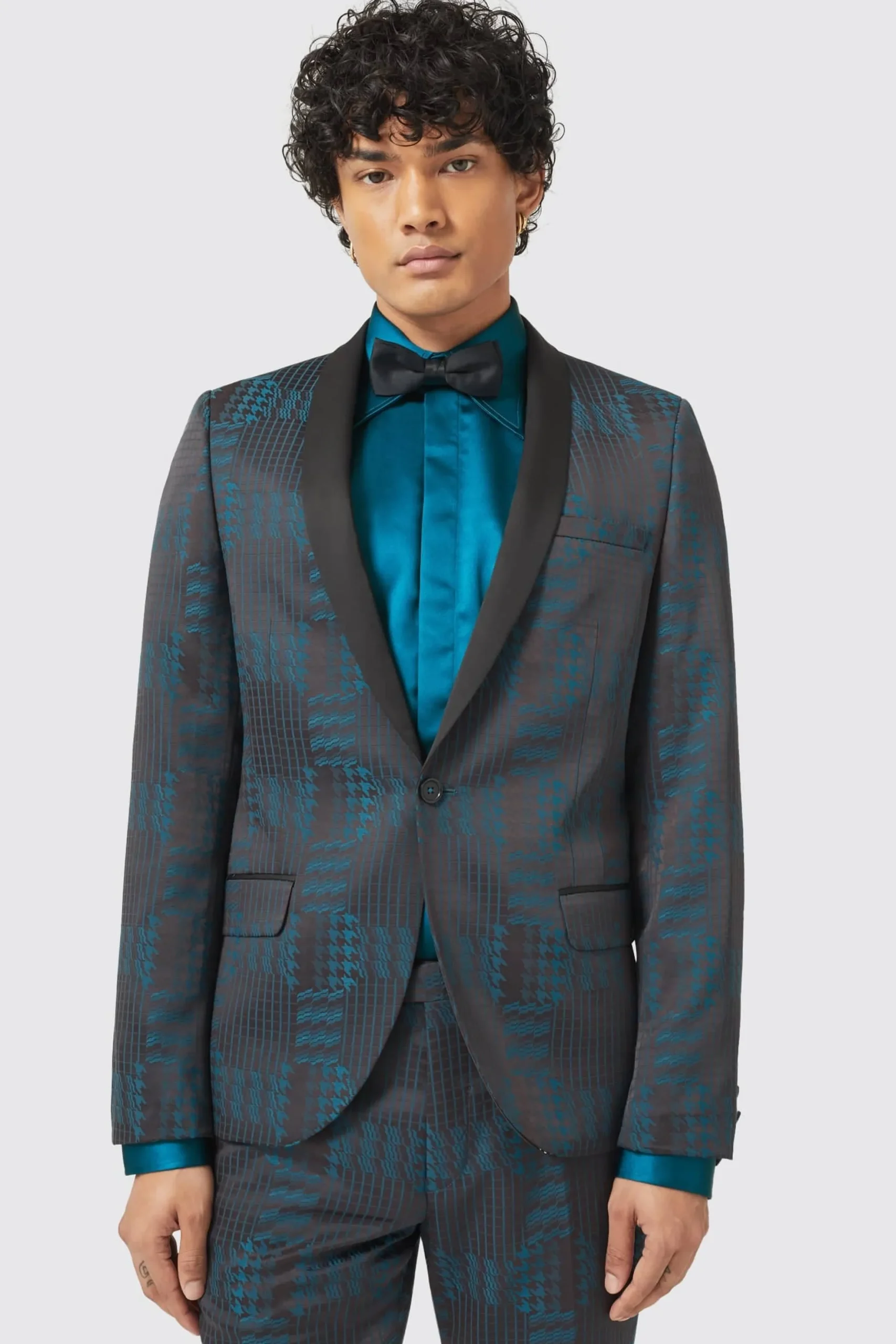 Twisted Tailor Garland Skinny Fit Black Green Check Suit | Style·3 Piece Suits | Occasion·Wedding Suits