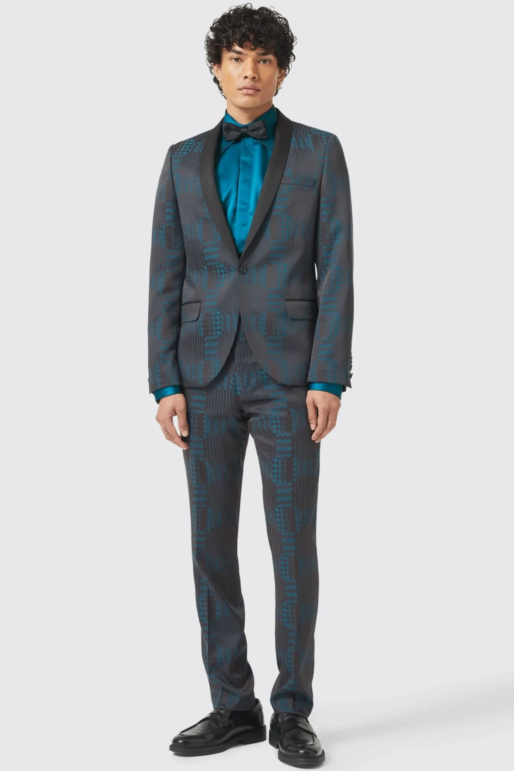 Twisted Tailor Garland Skinny Fit Black Green Check Suit | Style·3 Piece Suits | Occasion·Wedding Suits