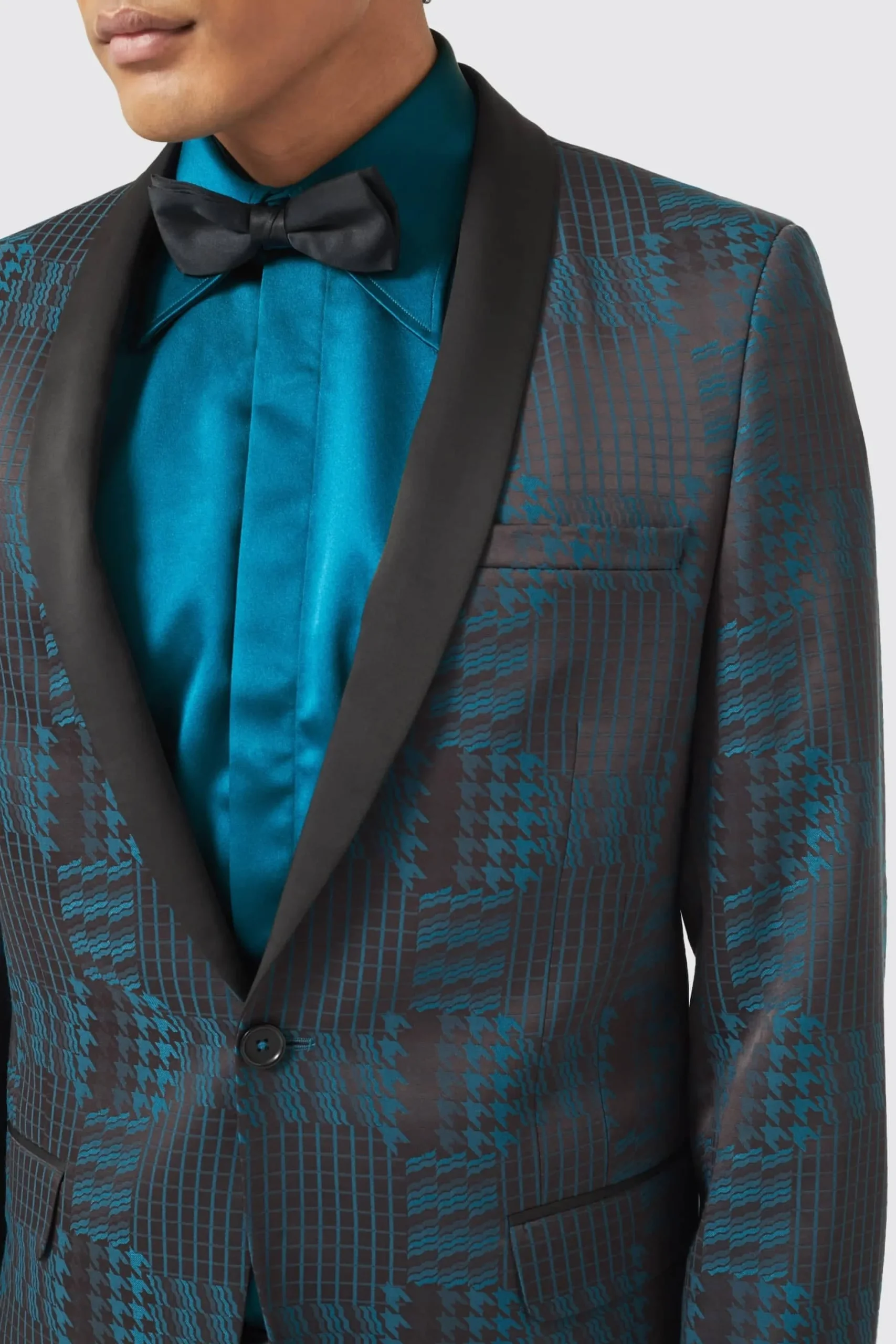 Twisted Tailor Garland Skinny Fit Black Green Check Suit | Style·3 Piece Suits | Occasion·Wedding Suits