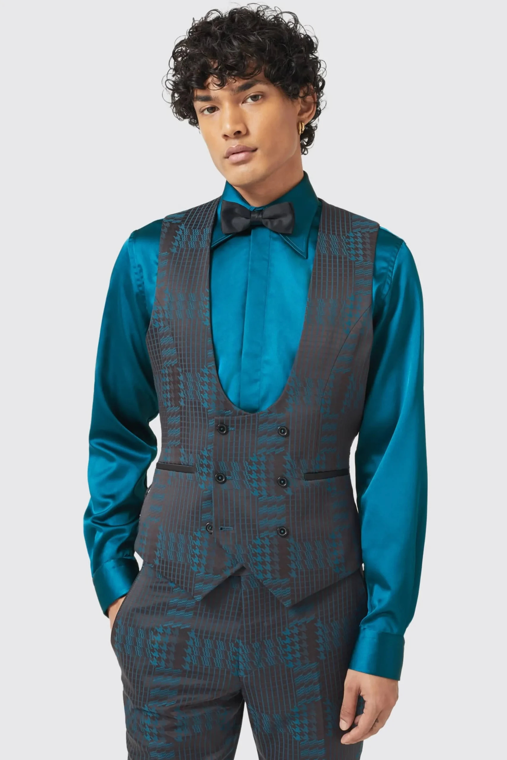Twisted Tailor Garland Skinny Fit Black Green Check Suit | Style·3 Piece Suits | Occasion·Wedding Suits