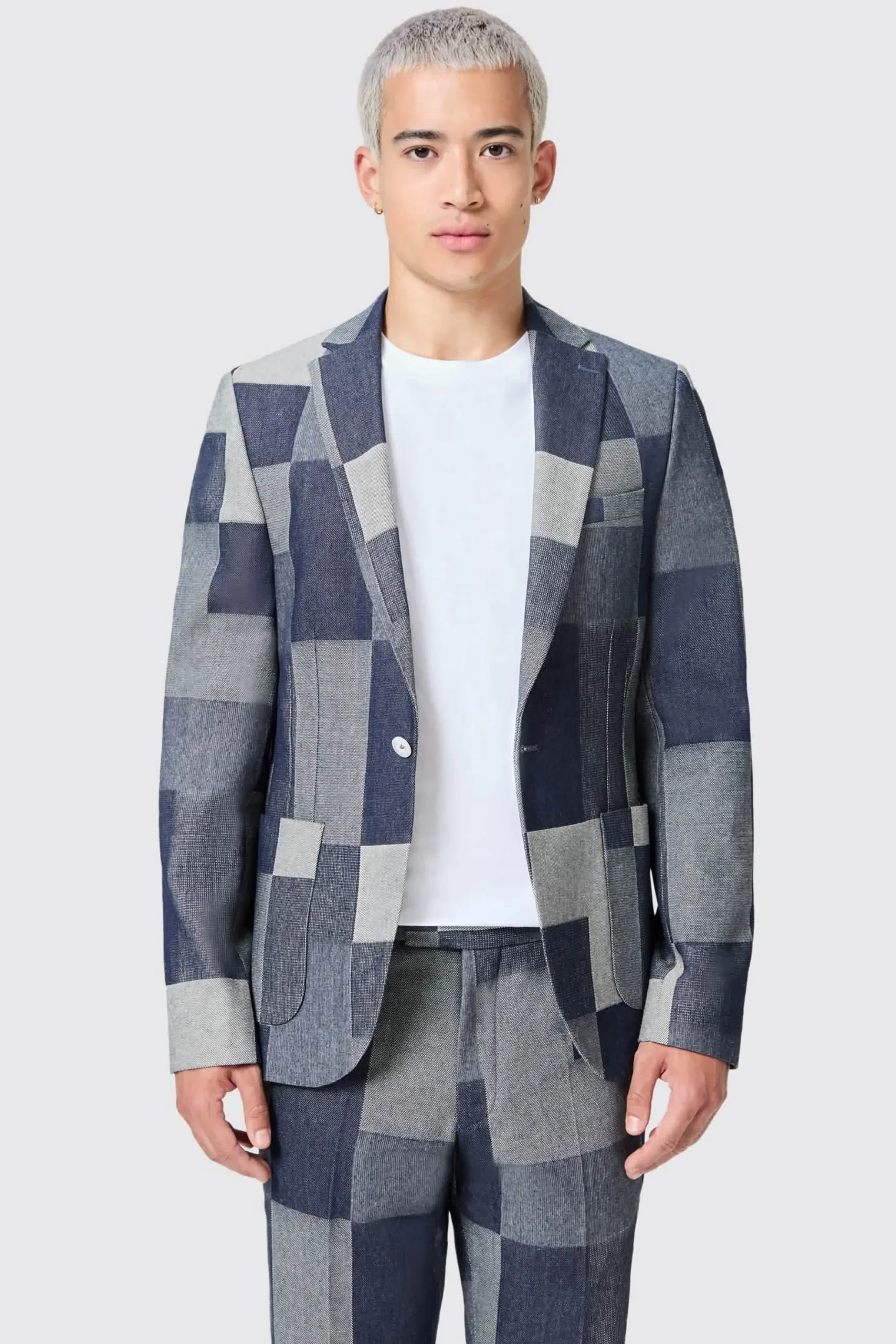 Twisted Tailor Gasly Slim Fit Blue Denim Patch Jacket | Jackets·Casual Jackets | Jackets·Party Jackets