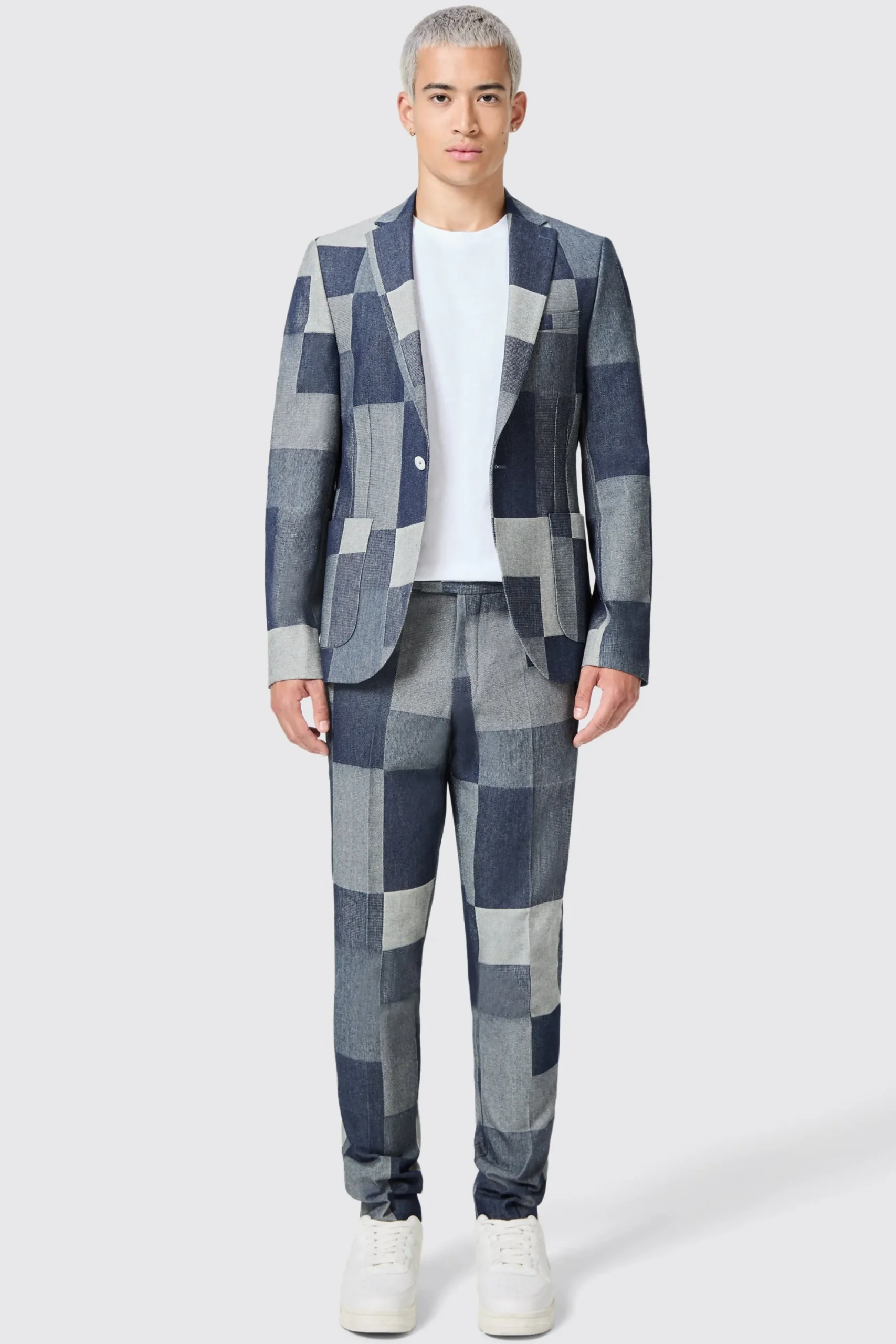 Twisted Tailor Gasly Slim Fit Blue Denim Patch Trousers | Trousers·Casual Trousers | Trousers·Party Trousers