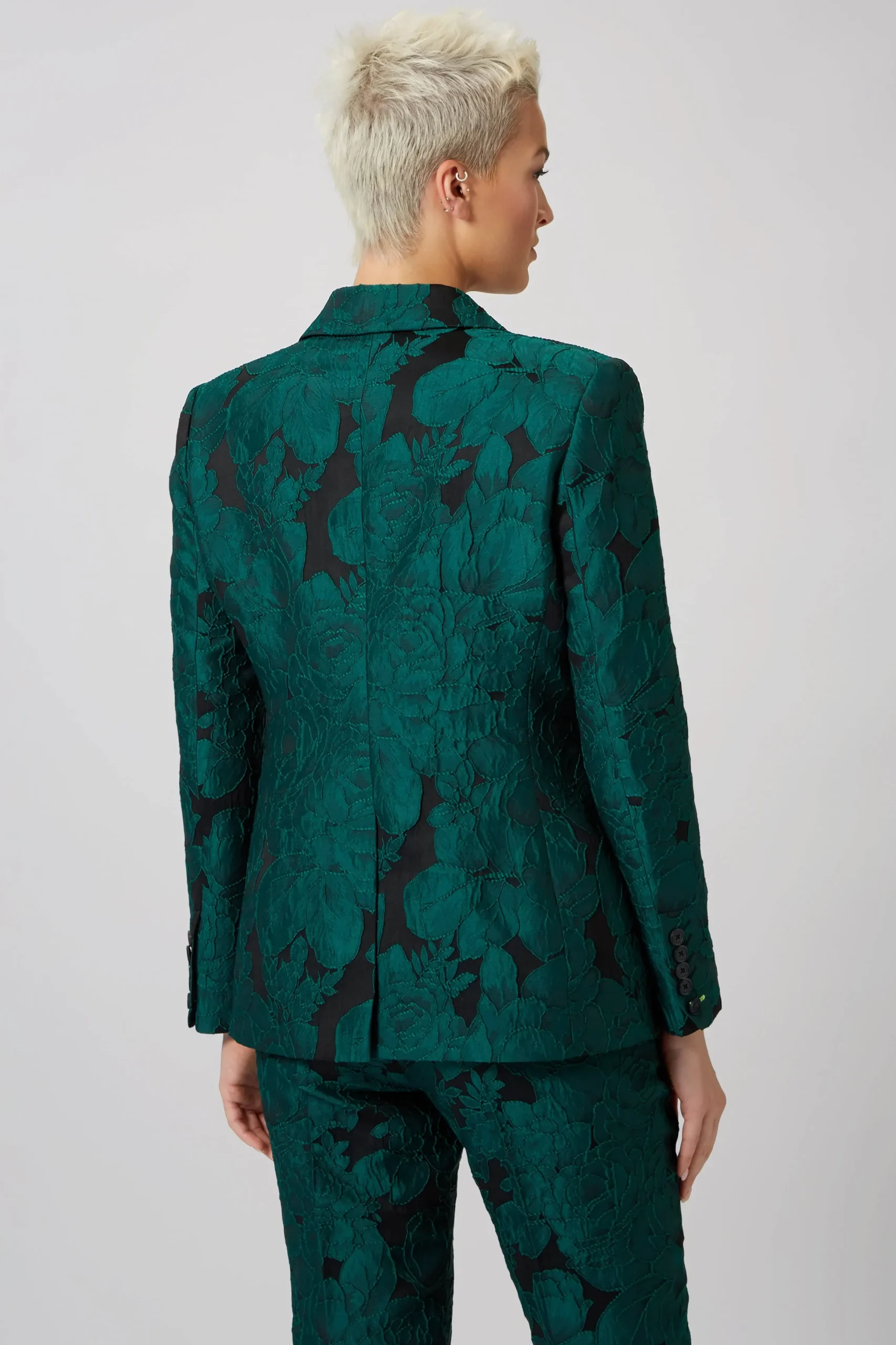Twisted Tailor Gillian Skinny Fit Green Floral Jacket | Woman