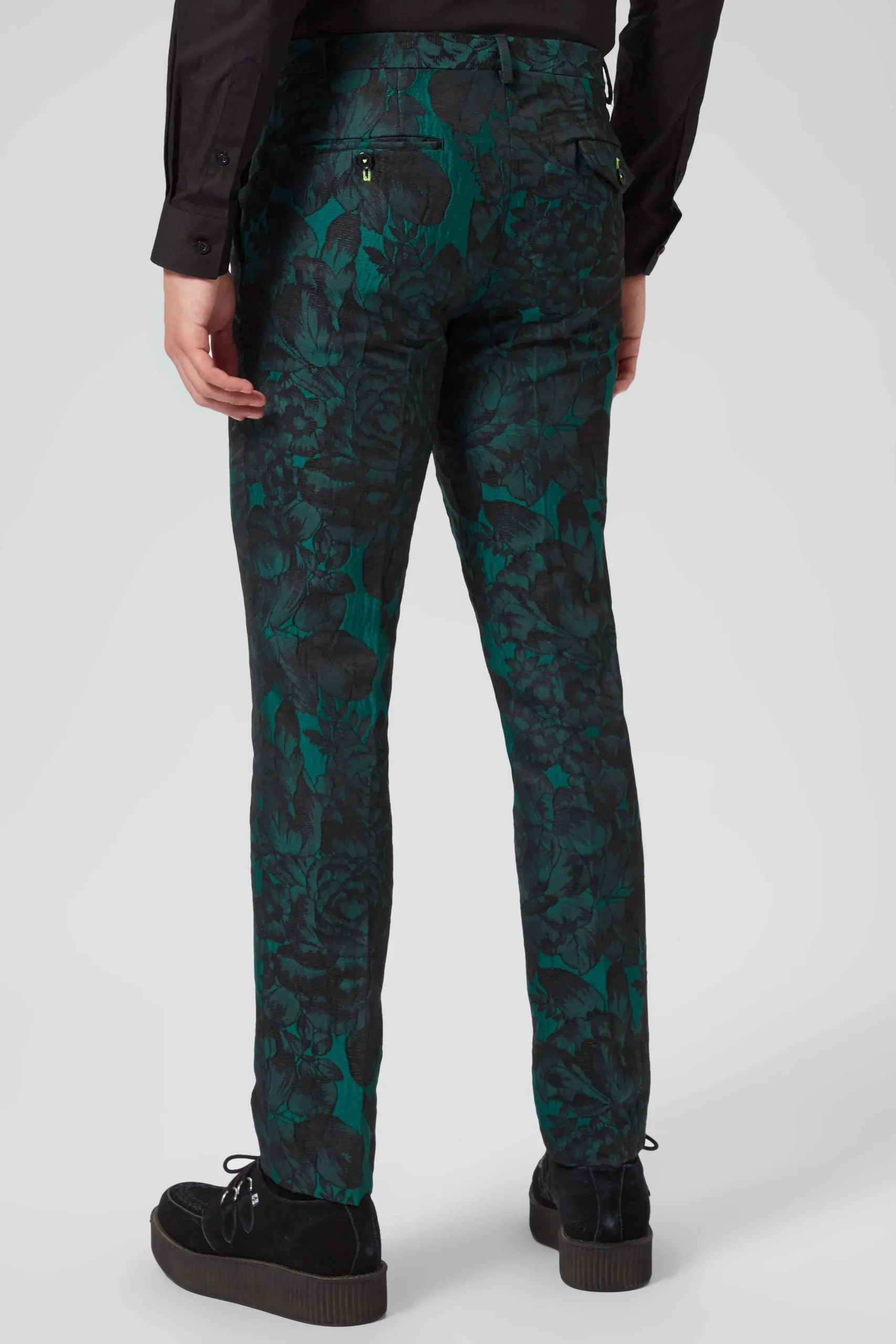 Twisted Tailor Gilmour Skinny Fit Green Floral Trousers | Trousers·Floral Trousers