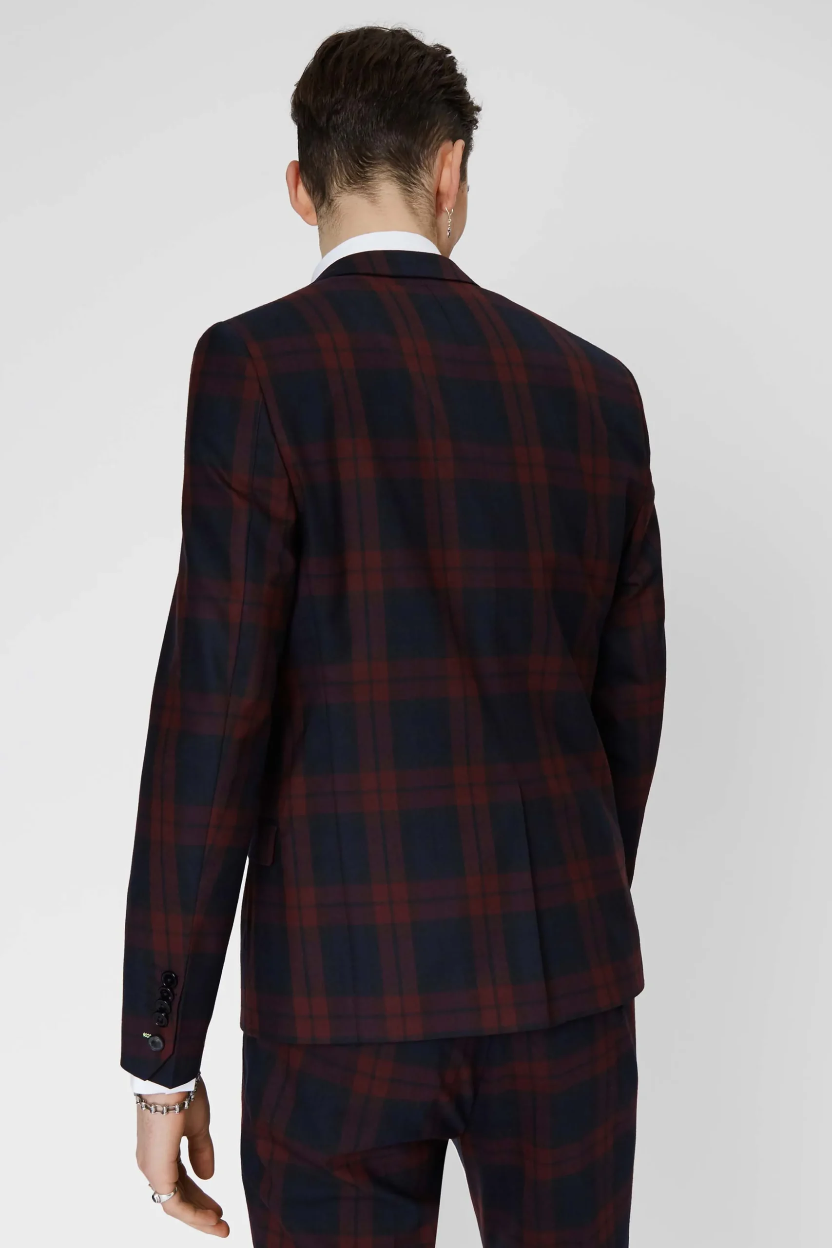 Twisted Tailor Ginger Skinny Fit Burgundy Tartan Suit | Style·Check Suits | Style·3 Piece Suits
