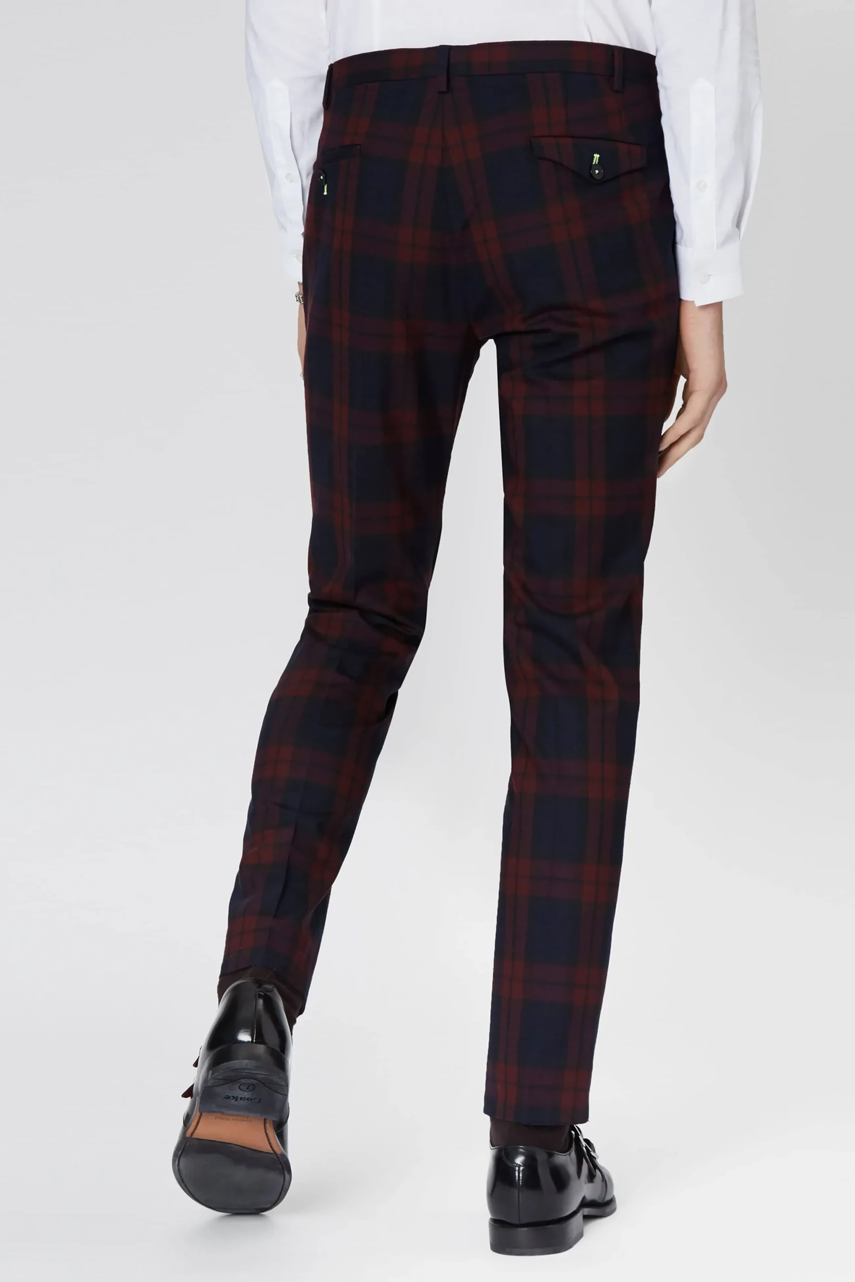 Twisted Tailor Ginger Skinny Fit Burgundy Tartan Trousers | Trousers·Casual Trousers | Trousers·Party Trousers