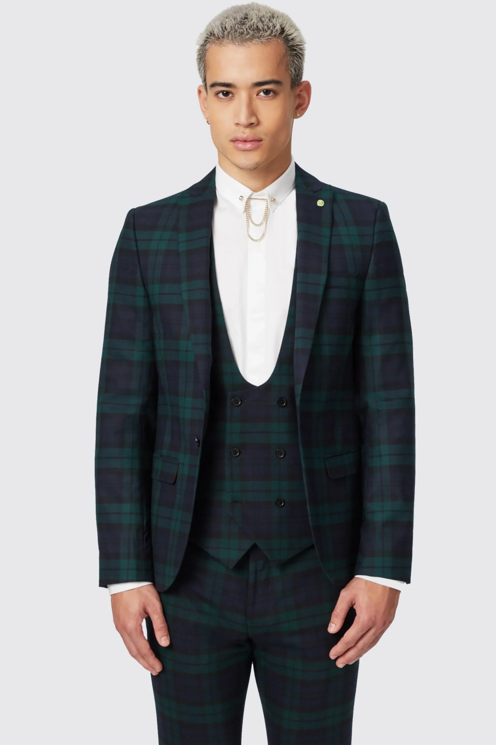 Twisted Tailor Ginger Skinny Fit Green Tartan Jacket | Jackets·Casual Jackets | Jackets·Party Jackets