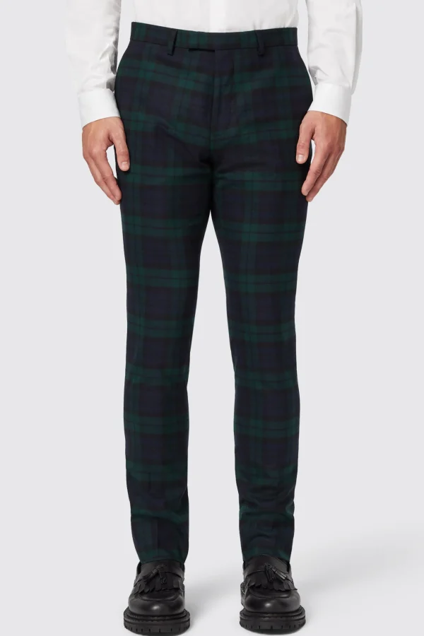Twisted Tailor Ginger Skinny Fit Green Tartan Trousers | Trousers·Casual Trousers | Trousers·Party Trousers