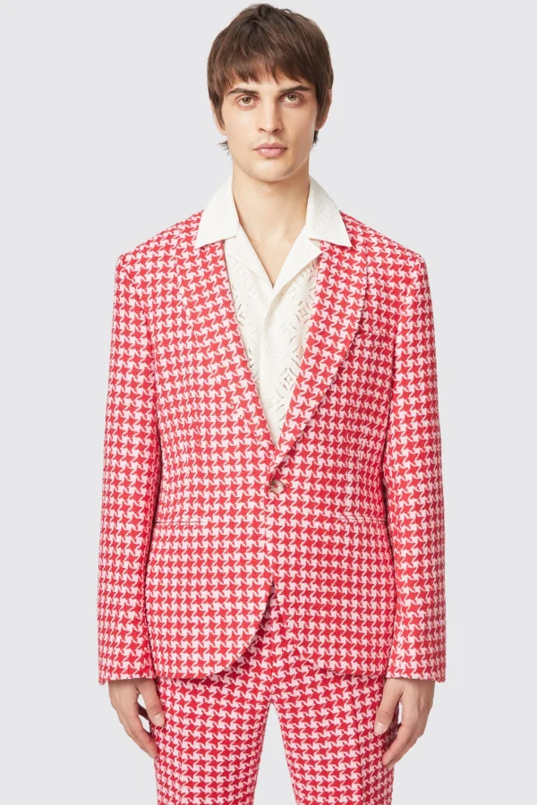Twisted Tailor Gittings Slim Fit Red Boucle Cotton Jacket | Jackets·Party Jackets