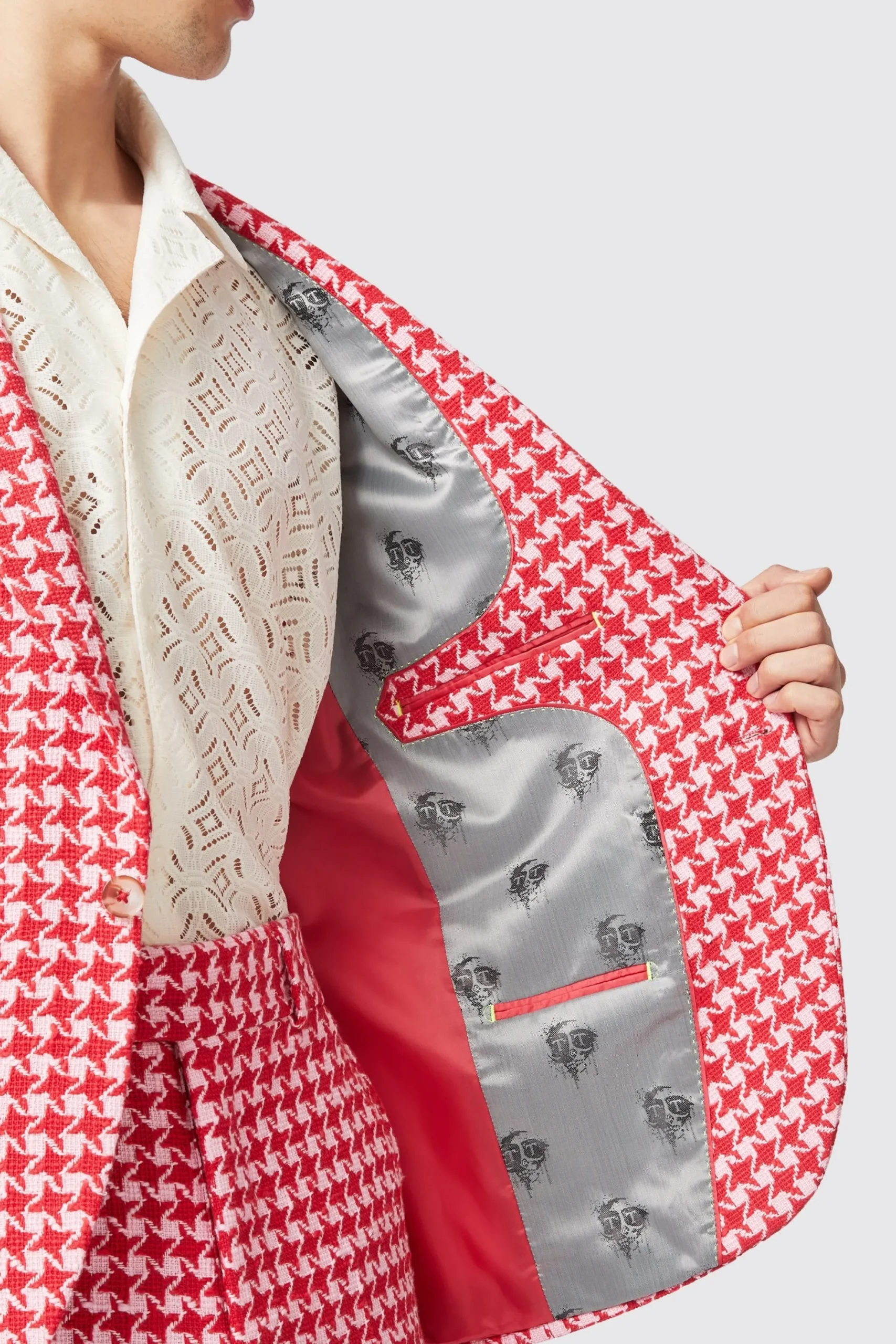 Twisted Tailor Gittings Slim Fit Red Boucle Cotton Suit | Style·Bold Prints