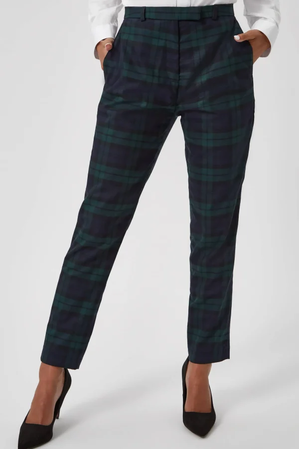 Twisted Tailor Grace Skinny Fit Green Tartan Trousers | Woman