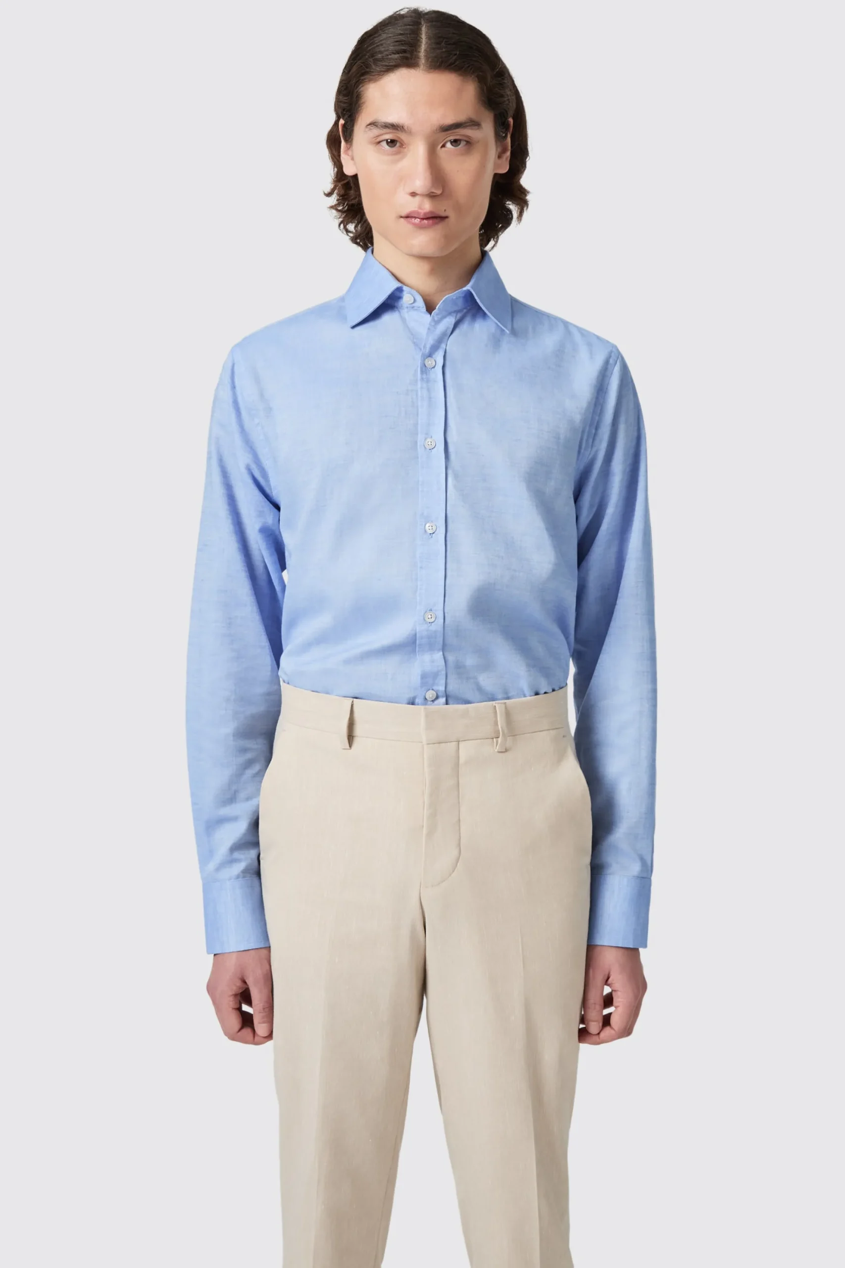 Twisted Tailor Grafton Slim Fit Spread Collar Blue Linen Shirt | Style·Premium Shirts | Style·Everyday Essentials