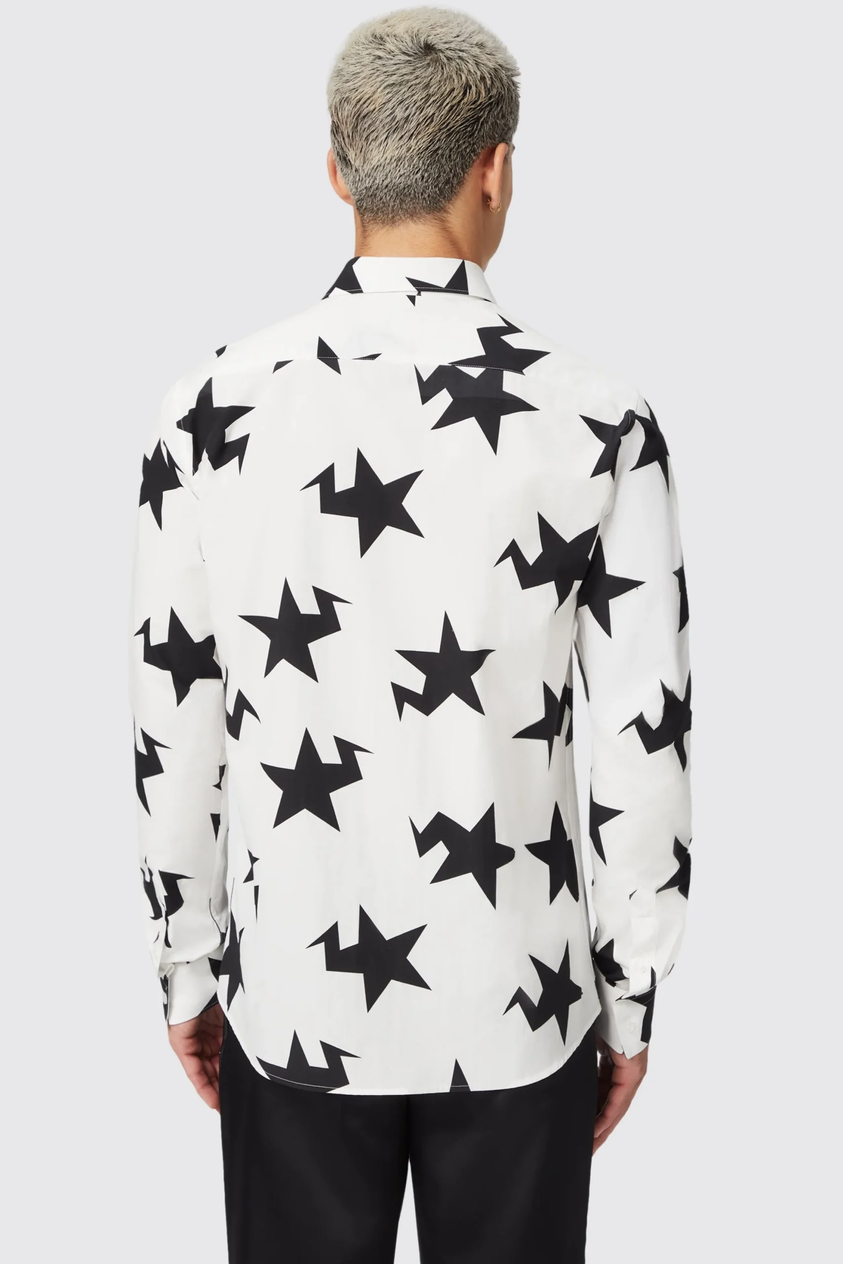 Twisted Tailor Grosjean Slim Fit White Cotton Star Print Shirt | Style·Patterned Shirts | Occasion·Casual Shirts