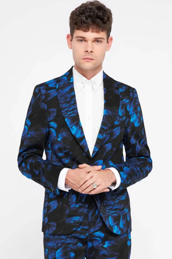 Twisted Tailor Heron Slim Fit Blue Floral Cotton Jacket | Jackets·Floral Jackets