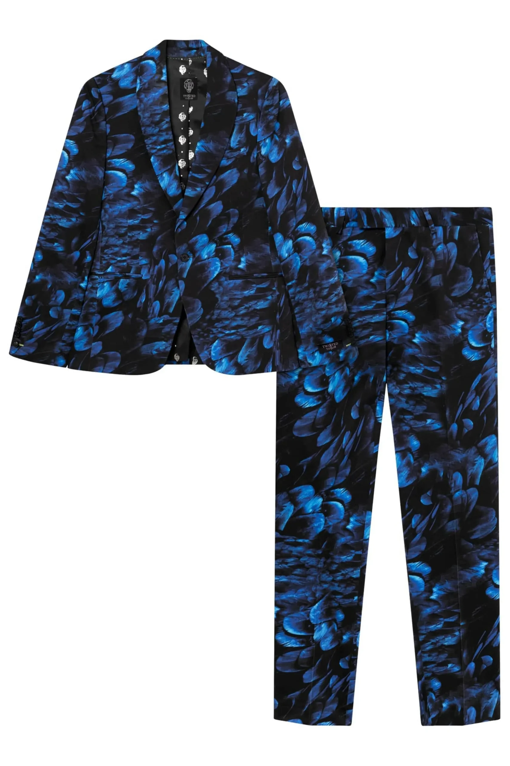 Twisted Tailor Heron Slim Fit Blue Floral Cotton Jacket | Jackets·Floral Jackets