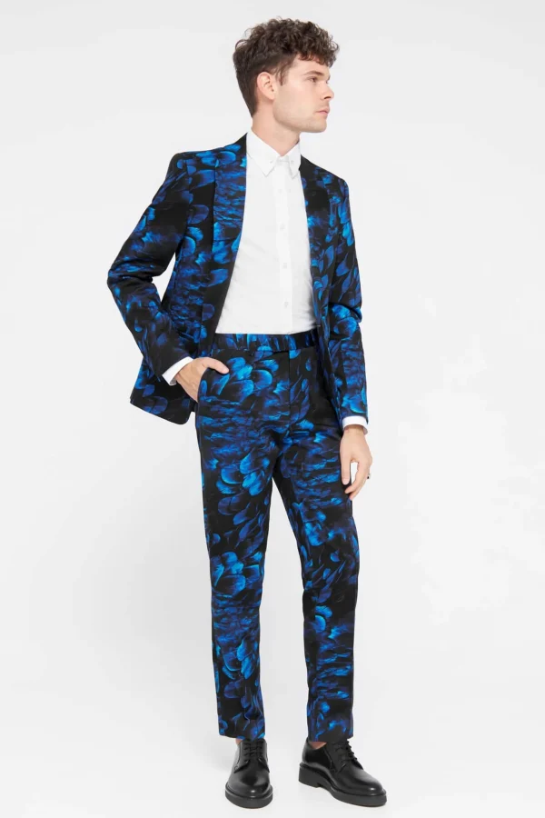 Twisted Tailor Heron Slim Fit Blue Floral Cotton Suit | Style·Floral Suits | Style·Bold Prints
