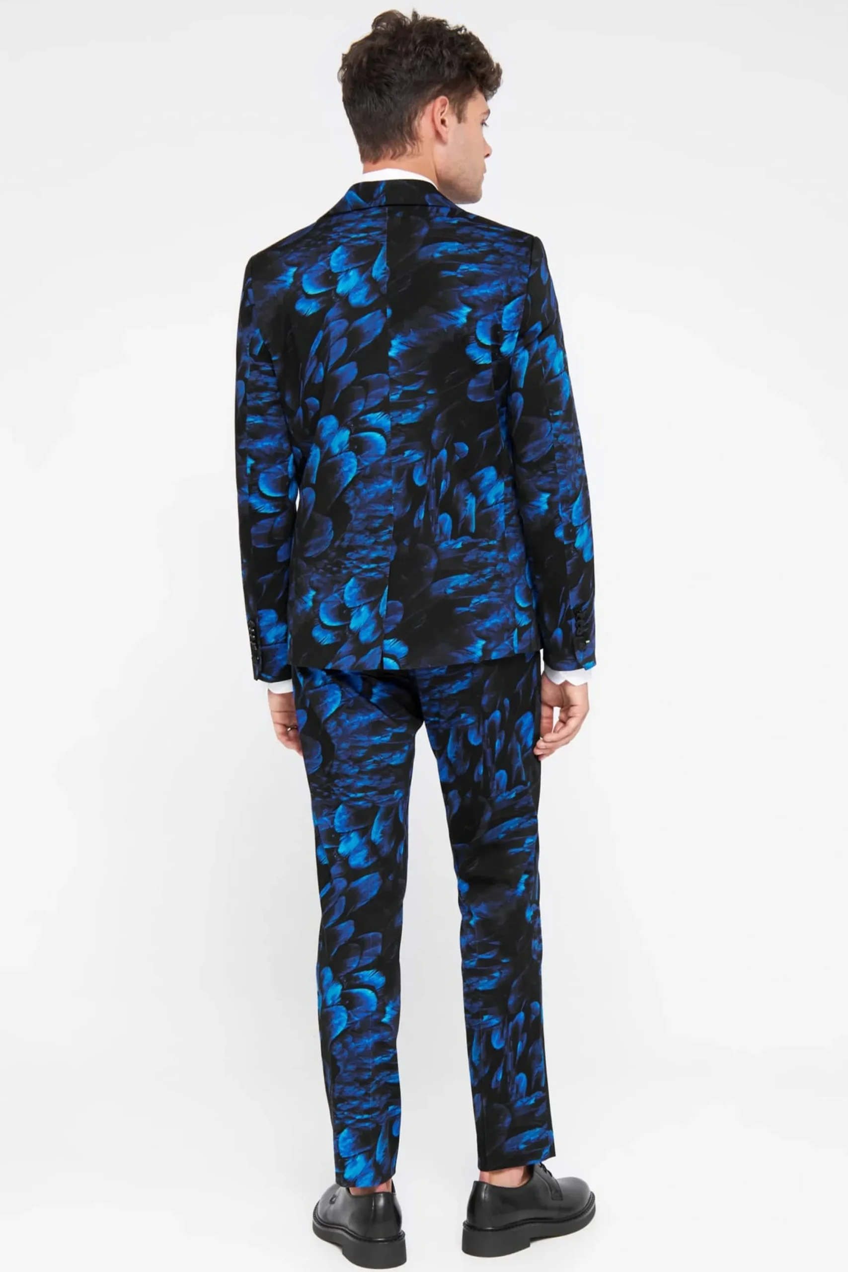 Twisted Tailor Heron Slim Fit Blue Floral Cotton Trousers | Trousers·Floral Trousers | Trousers·Party Trousers