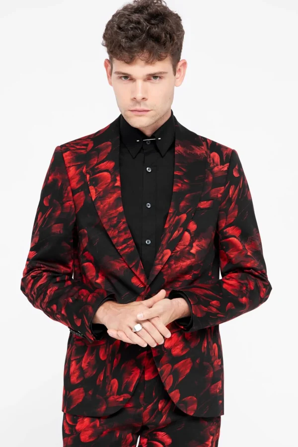 Twisted Tailor Heron Slim Fit Red Floral Cotton Jacket | Jackets·Floral Jackets
