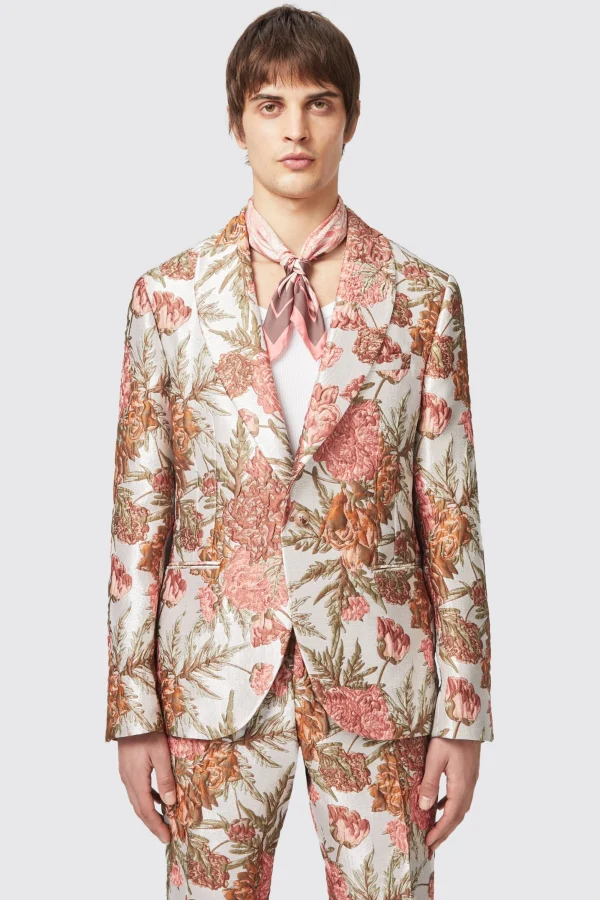 Twisted Tailor Hirshfield Floral Pink Silver Jacquard Jacket | Jackets·Floral Jackets | Jackets·Party Jackets