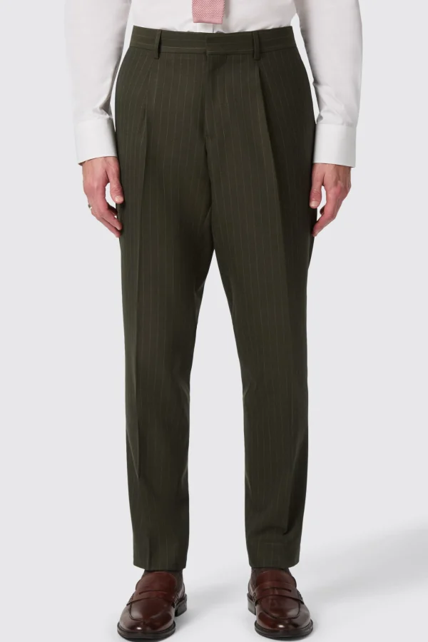 Twisted Tailor Hodge Slim Fit Green Pinstripe Trousers | Trousers·Casual Trousers | Trousers·Work Trousers