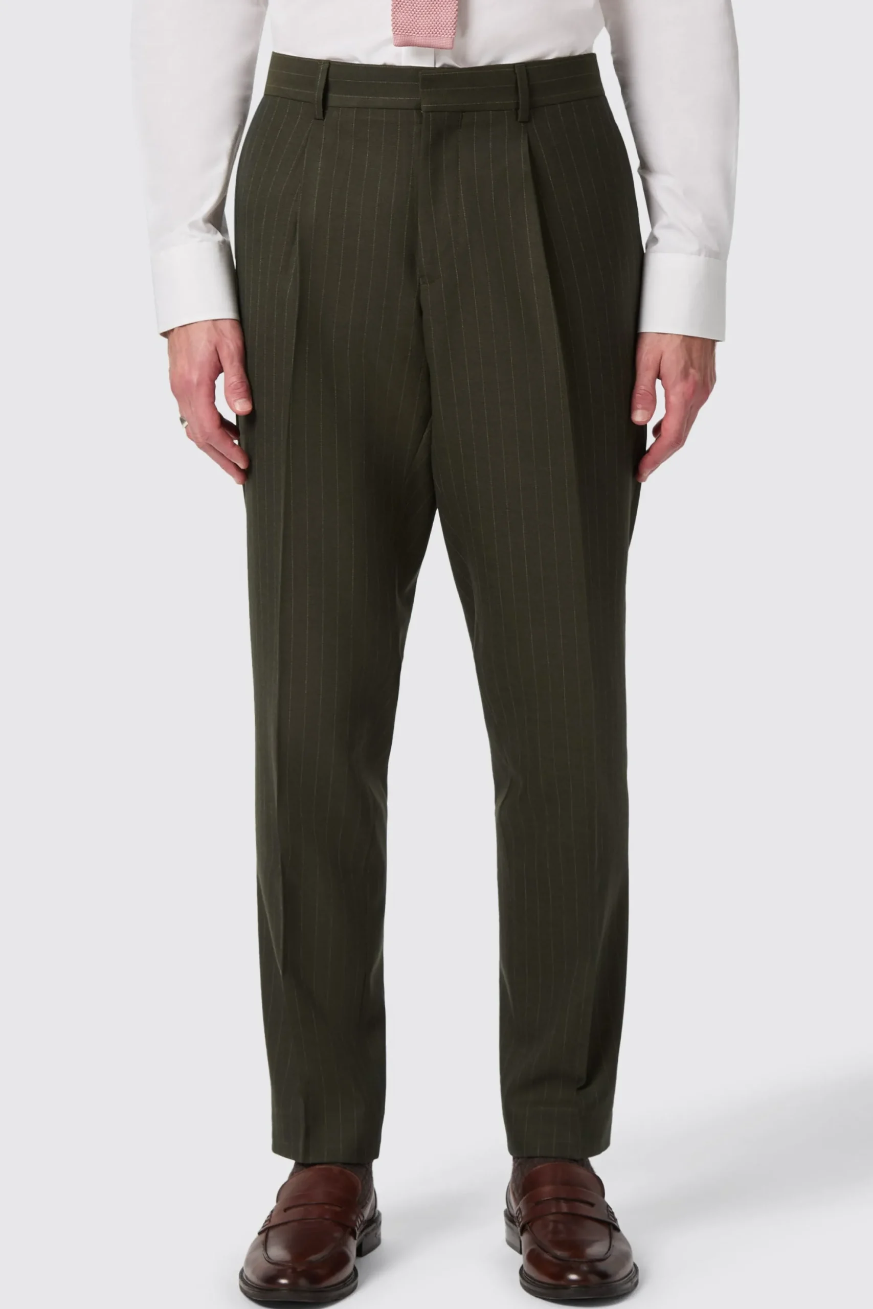 Twisted Tailor Hodge Slim Fit Green Pinstripe Trousers | Trousers·Casual Trousers | Trousers·Work Trousers