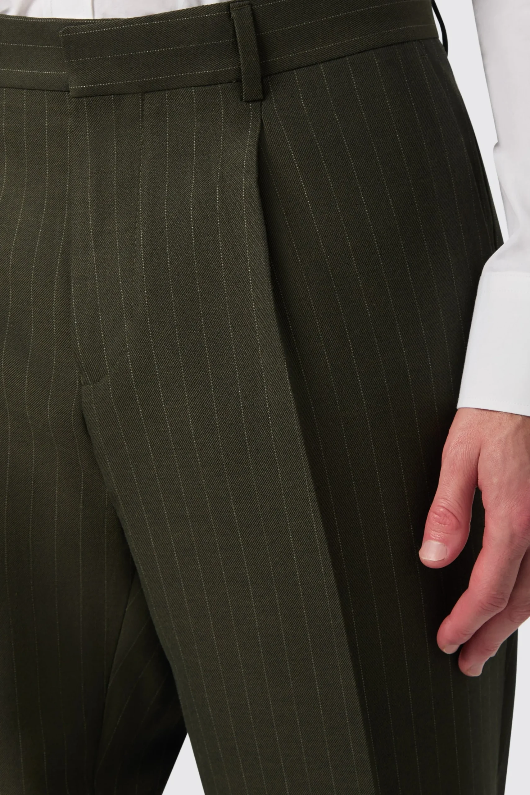 Twisted Tailor Hodge Slim Fit Green Pinstripe Trousers | Trousers·Casual Trousers | Trousers·Work Trousers