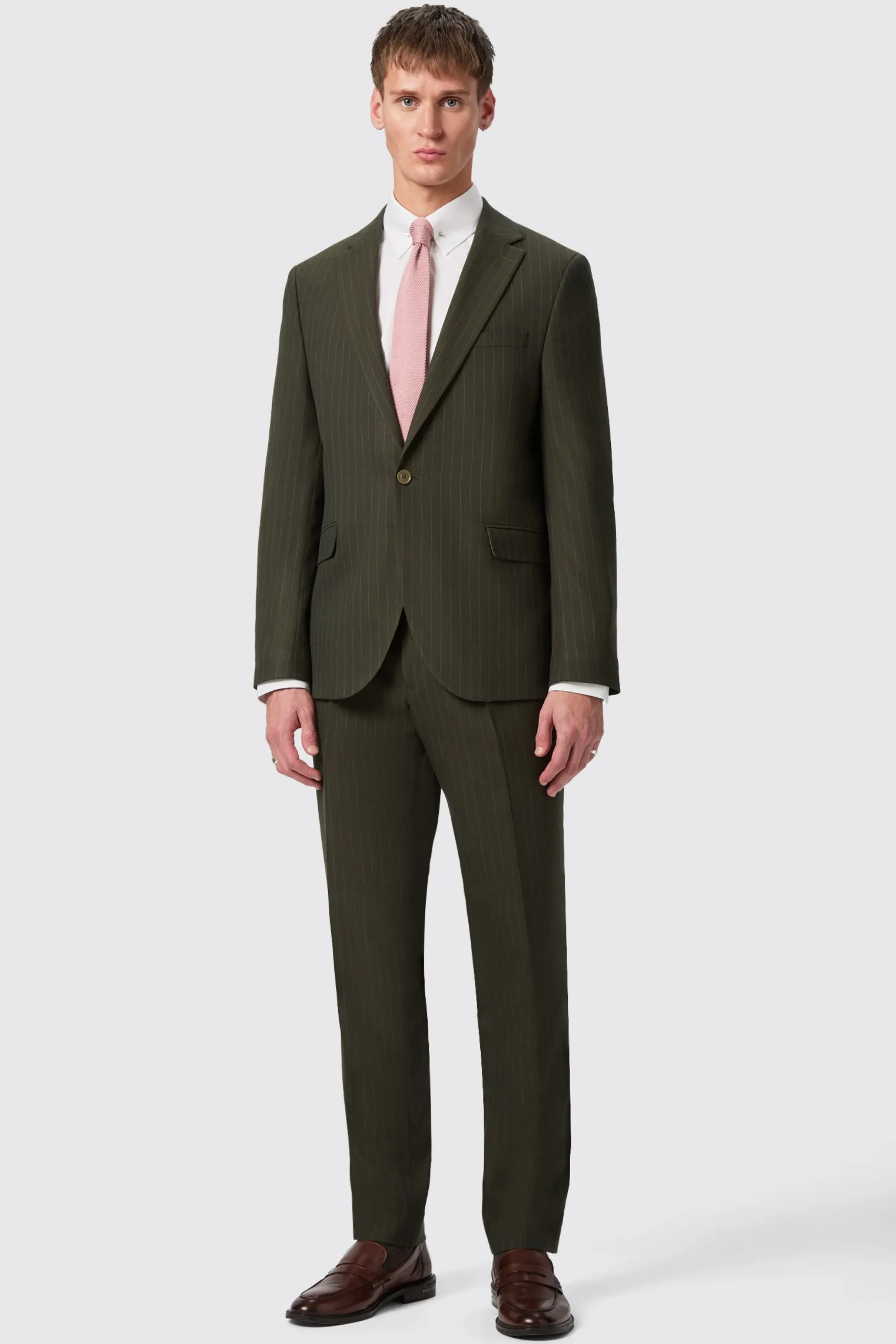 Twisted Tailor Hodge Slim Fit Green Pinstripe Trousers | Trousers·Casual Trousers | Trousers·Work Trousers