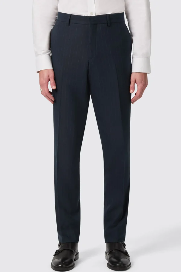 Twisted Tailor Hodge Slim Fit Navy Pinstripe Trousers | Trousers·Casual Trousers | Trousers·Work Trousers