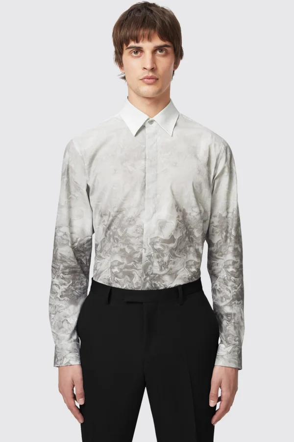 Twisted Tailor Huile Slim Fit Grey Cotton Shirt | Style·Patterned Shirts | Occasion·Casual Shirts