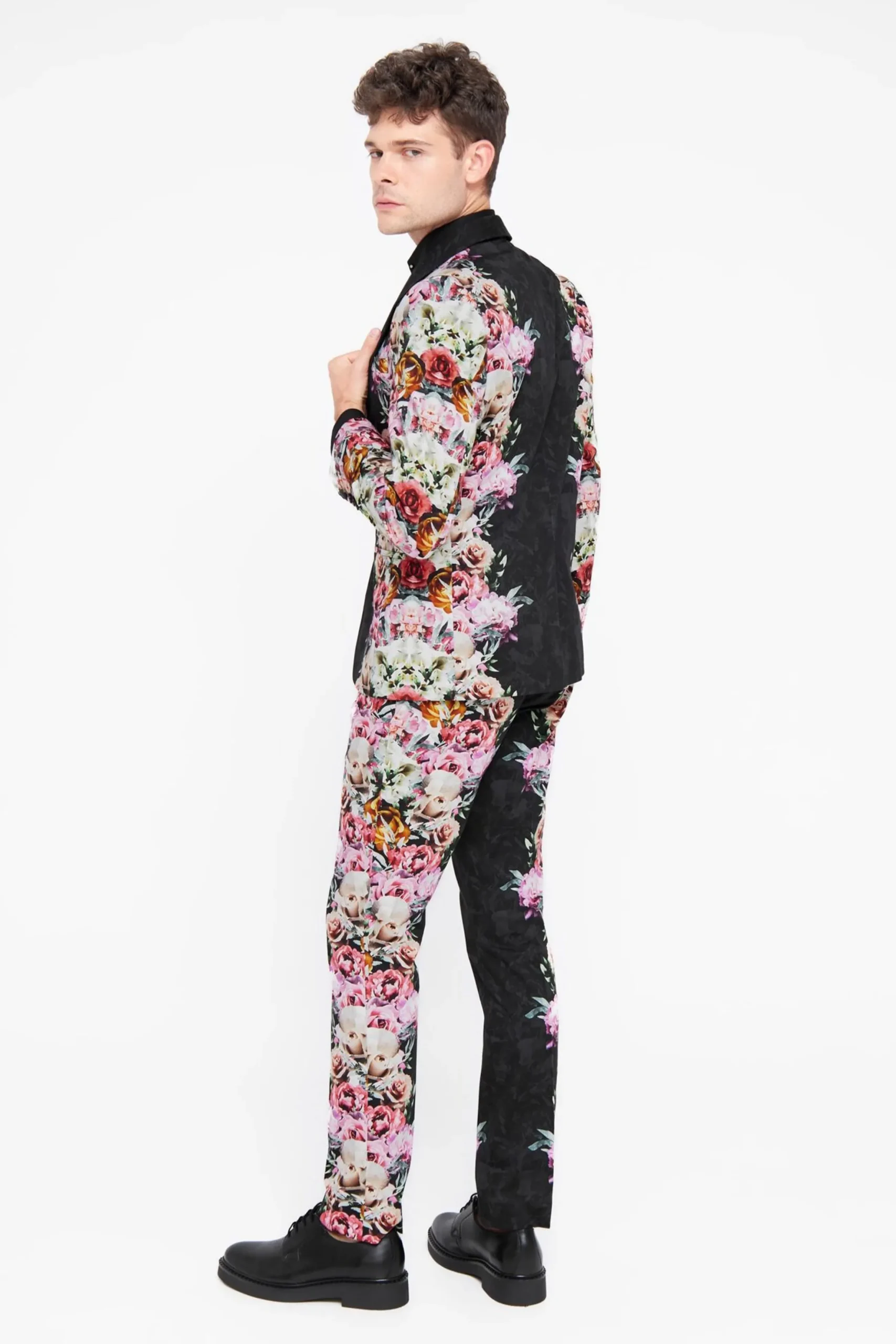 Twisted Tailor Ikeda Slim Fit Black Cotton Floral Trousers | Trousers·Floral Trousers