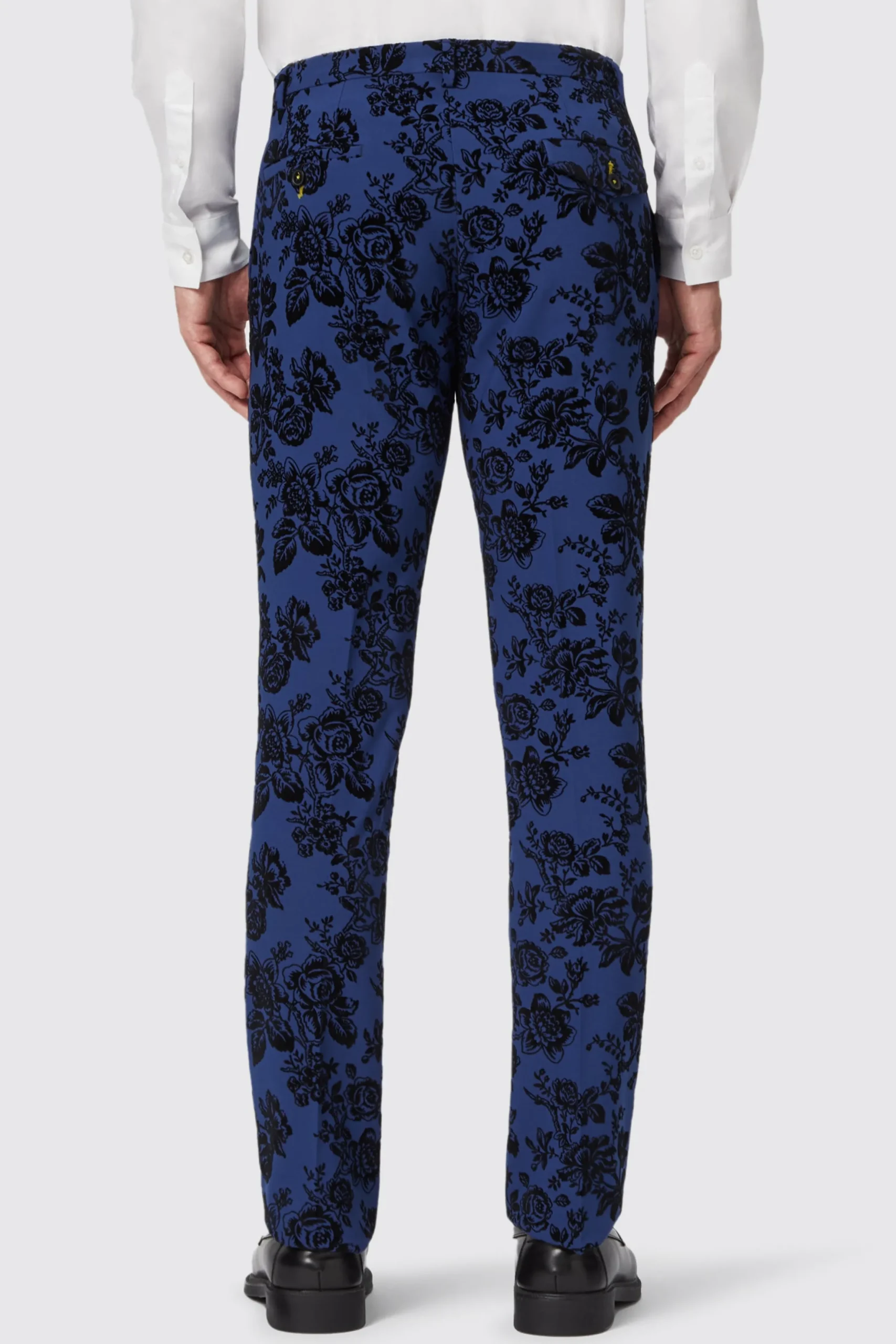 Twisted Tailor Jackalope Blue Suit Trouser With Floral Flocking | Trousers·Floral Trousers | Trousers·Party Trousers