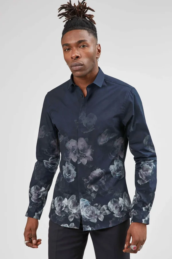 Twisted Tailor Kember Slim Fit Blue Floral Shirt | Style·Patterned Shirts | Style·Floral Shirts