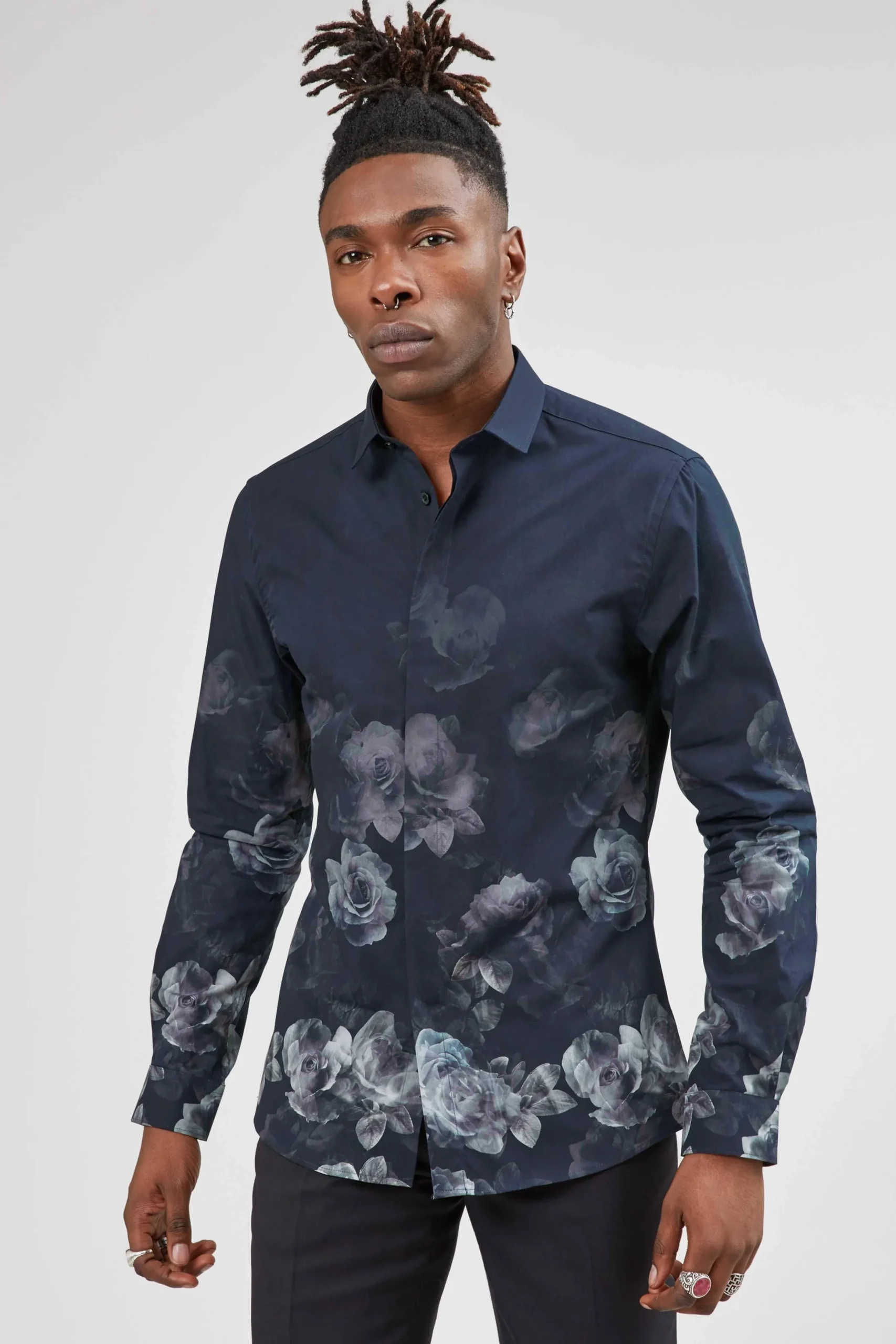Twisted Tailor Kember Slim Fit Blue Floral Shirt | Style·Patterned Shirts | Style·Floral Shirts