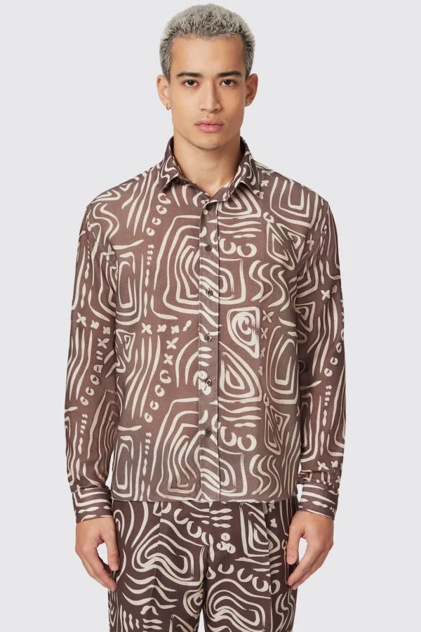 Twisted Tailor Kessie Cream Abstract Print Shirt | Unisex | Style·Patterned Shirts