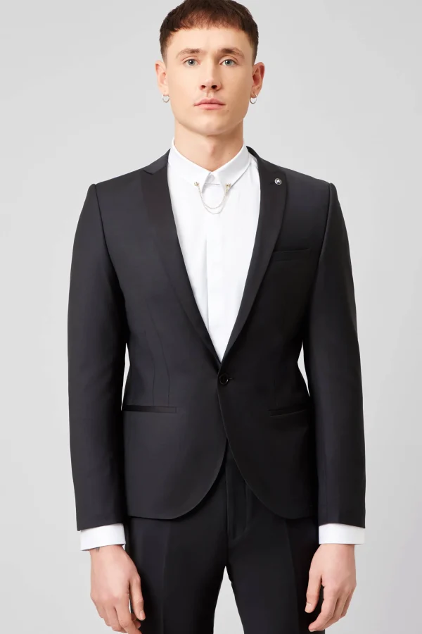 Twisted Tailor Kingdon Skinny Fit Black Dinner Jacket | Jackets·Party Jackets