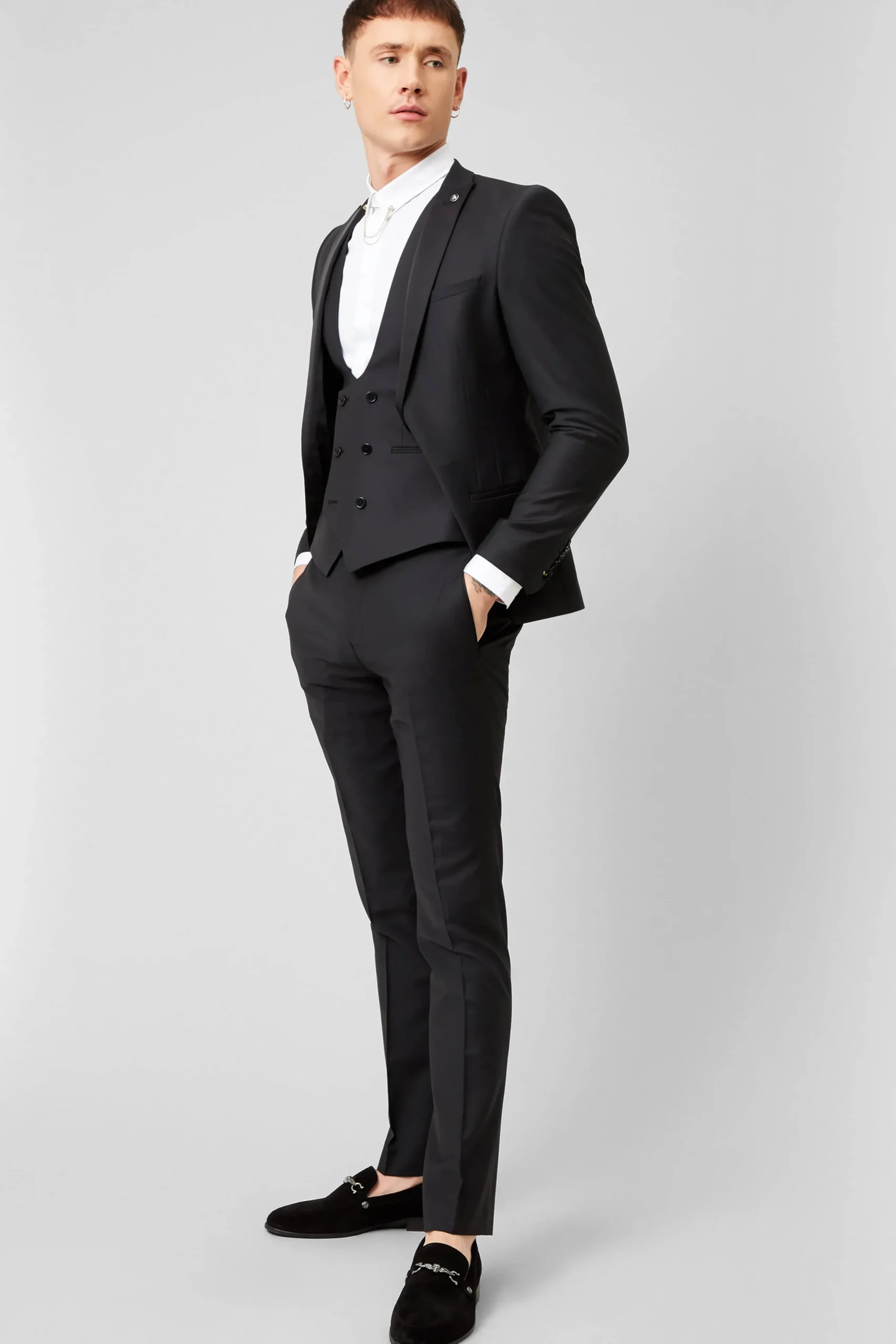 Twisted Tailor Kingdon Skinny Fit Black Dinner Jacket | Jackets·Party Jackets